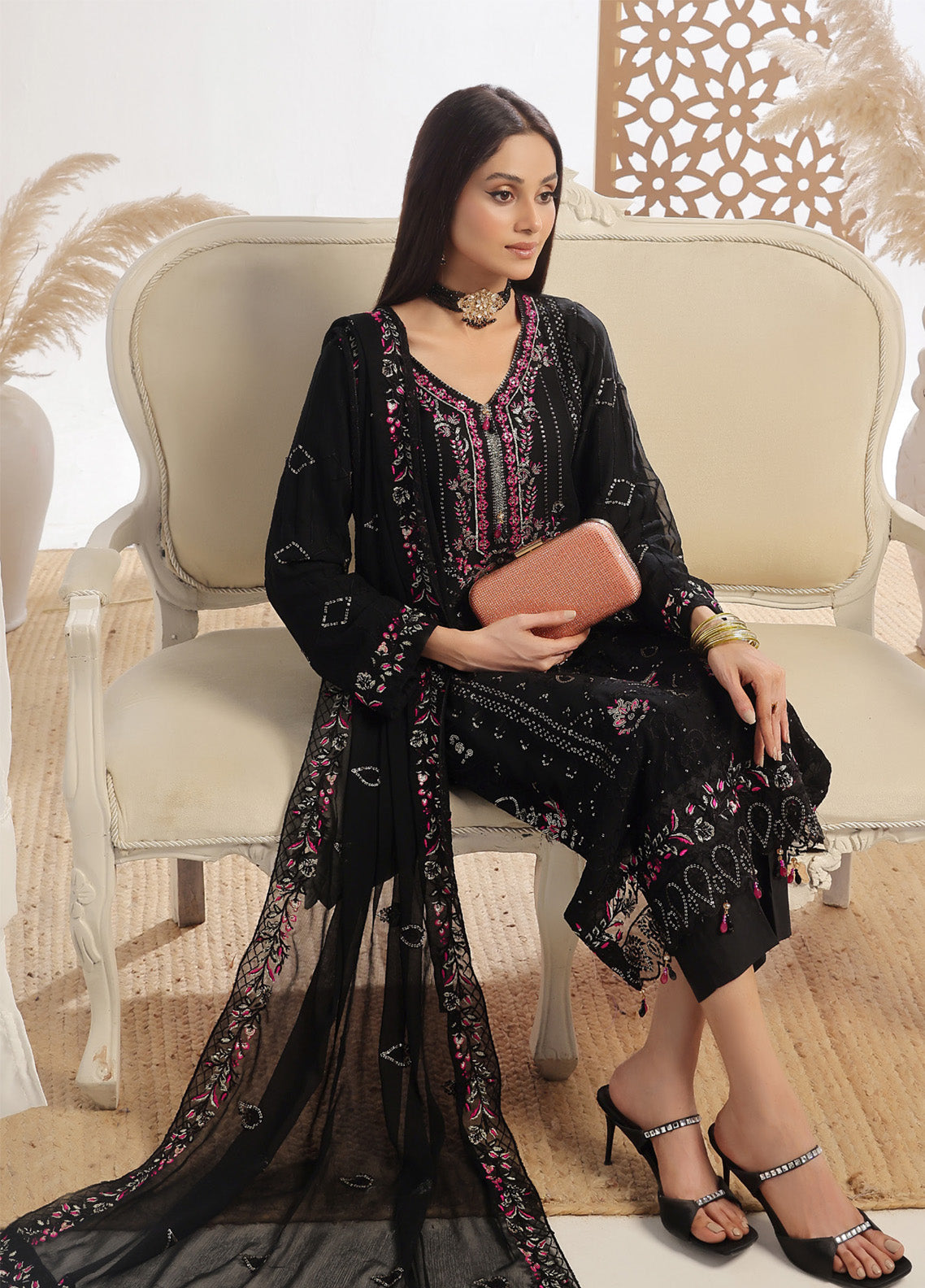 Fleur By Soghat Creation Embroidered Chiffon 3 Piece Unstitched Suit SC25FV2 D-01 Fleur By Soghat Creation Embroidered Chiffon 3 Piece Unstitched Suit SC25FV2 D-01
