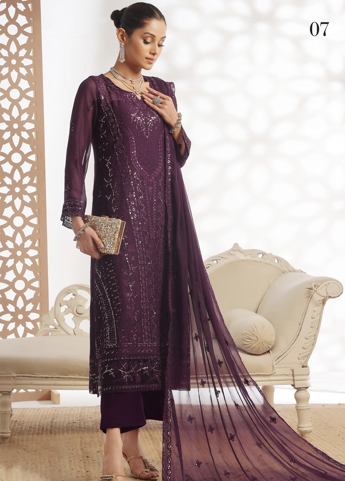 Fleur By Soghat Creation Embroidered Chiffon 3 Piece Unstitched Suit SC25FV2 D-07 Fleur By Soghat Creation Embroidered Chiffon 3 Piece Unstitched Suit SC25FV2 D-07