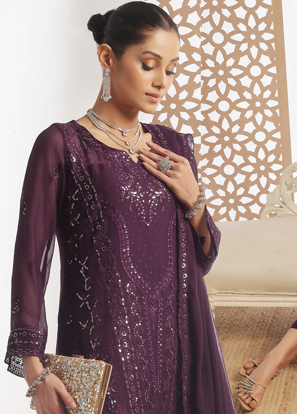 Fleur By Soghat Creation Embroidered Chiffon 3 Piece Unstitched Suit SC25FV2 D-07 Fleur By Soghat Creation Embroidered Chiffon 3 Piece Unstitched Suit SC25FV2 D-07