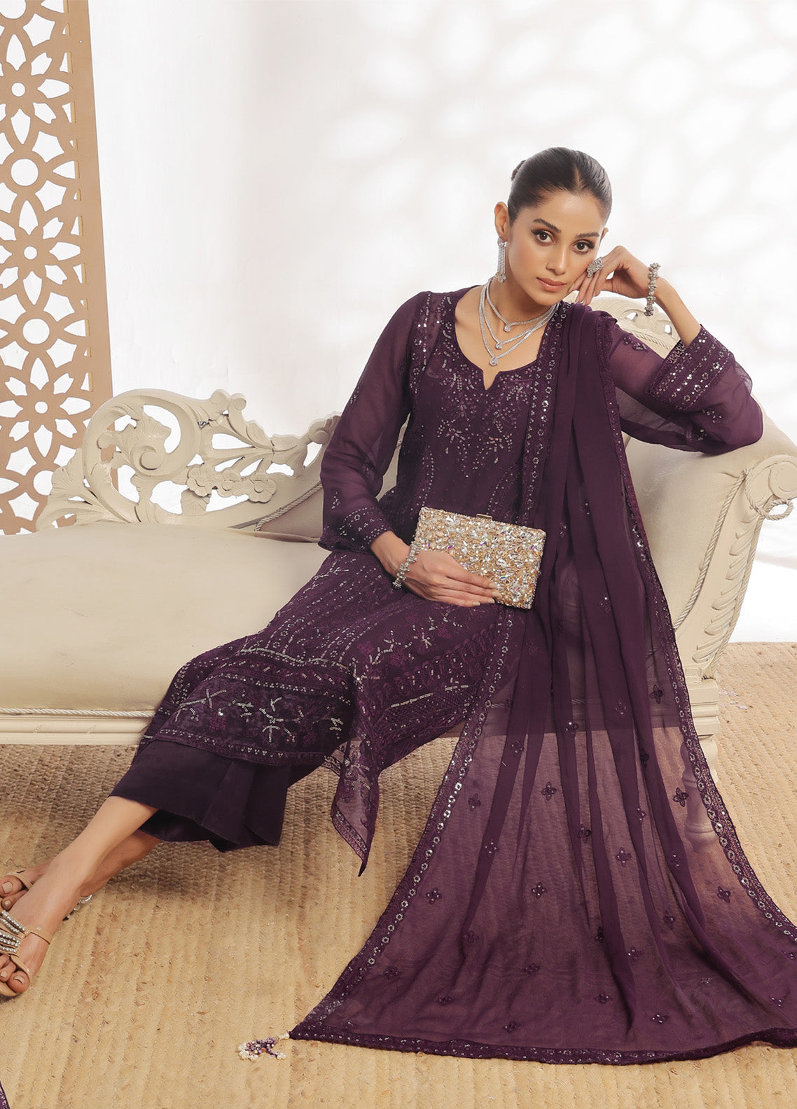 Fleur By Soghat Creation Embroidered Chiffon 3 Piece Unstitched Suit SC25FV2 D-07 Fleur By Soghat Creation Embroidered Chiffon 3 Piece Unstitched Suit SC25FV2 D-07