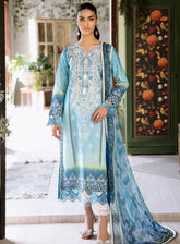 Flora By Roheenaz Embroidered Lawn 3 Piece Unstitched Suit RNZ24F RNP-01B AZURE
