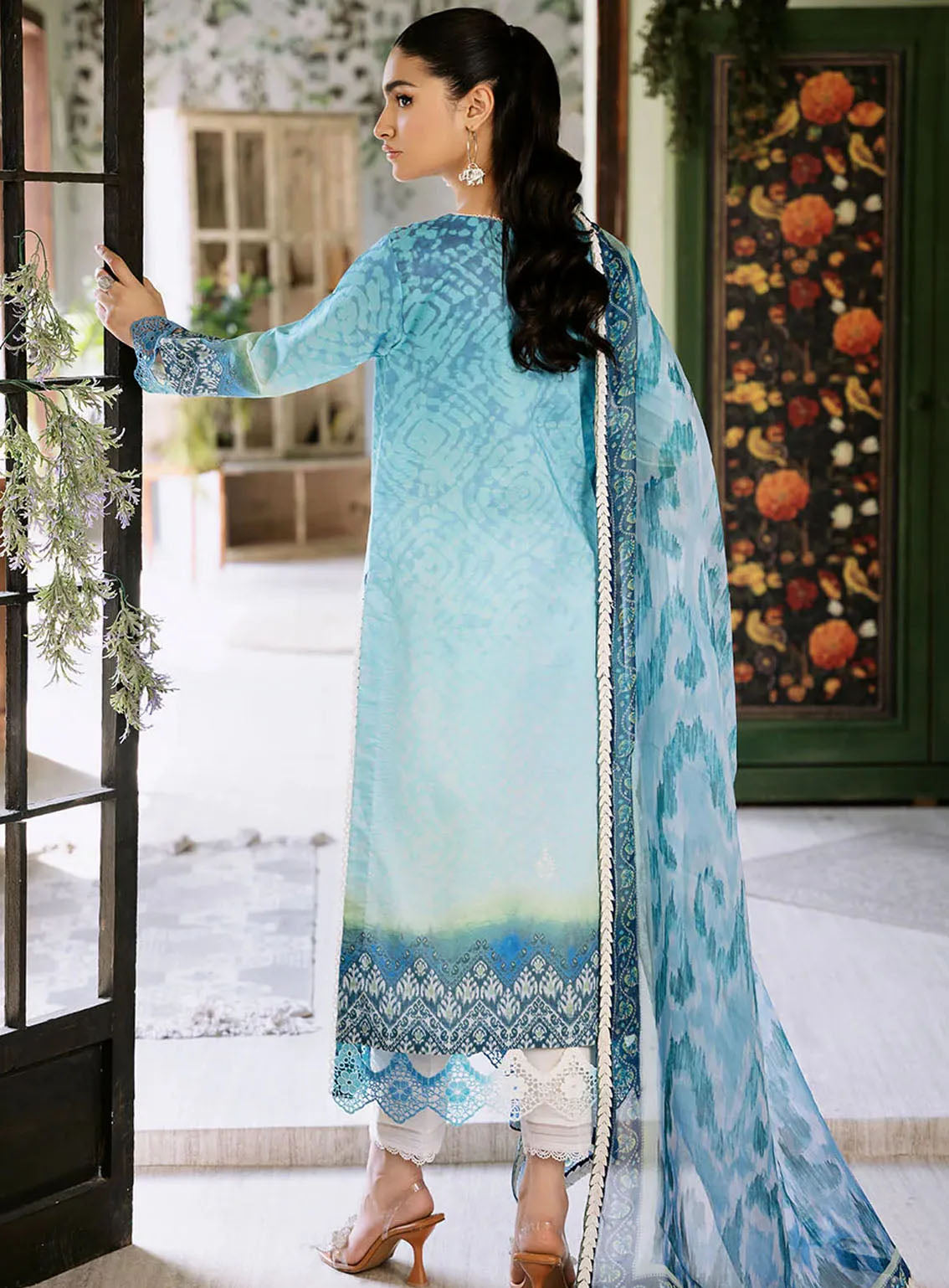 Flora By Roheenaz Embroidered Lawn 3 Piece Unstitched Suit RNZ24F RNP-01B AZURE Flora By Roheenaz Embroidered Lawn 3 Piece Unstitched Suit RNZ24F RNP-01B AZURE