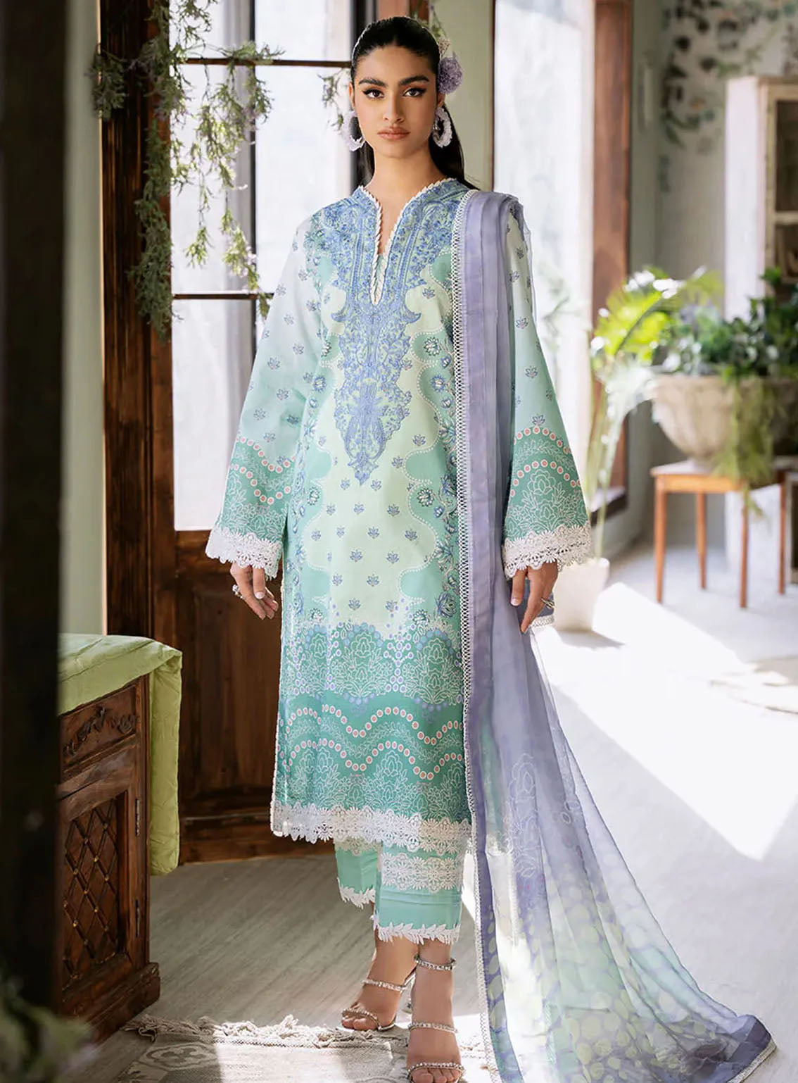 Flora By Roheenaz Embroidered Lawn 3 Piece Unstitched Suit RNZ24F RNP-04A ELYSIUM Flora By Roheenaz Embroidered Lawn 3 Piece Unstitched Suit RNZ24F RNP-04A ELYSIUM