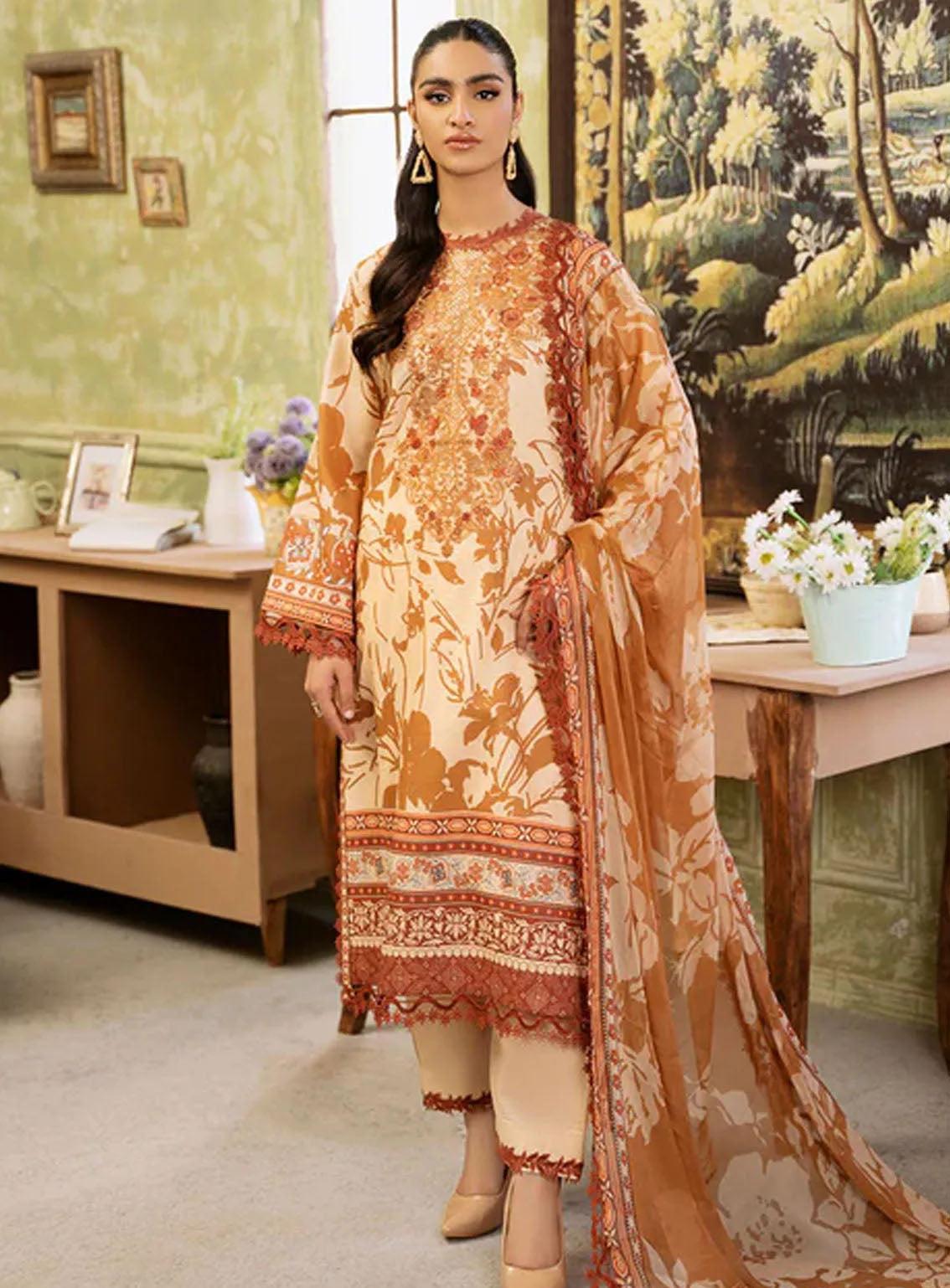 Flora By Roheenaz Embroidered Lawn 3 Piece Unstitched Suit RNZ24F RNP-05A HARMONIA Flora By Roheenaz Embroidered Lawn 3 Piece Unstitched Suit RNZ24F RNP-05A HARMONIA