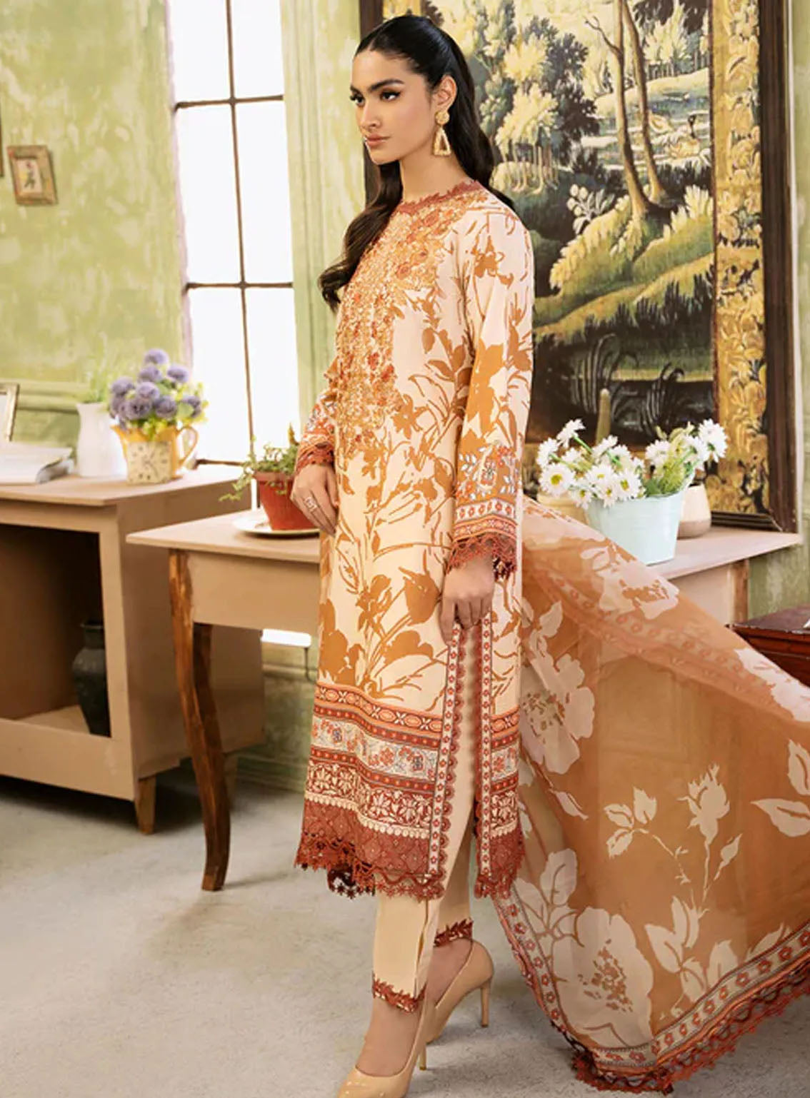Flora By Roheenaz Embroidered Lawn 3 Piece Unstitched Suit RNZ24F RNP-05A HARMONIA Flora By Roheenaz Embroidered Lawn 3 Piece Unstitched Suit RNZ24F RNP-05A HARMONIA