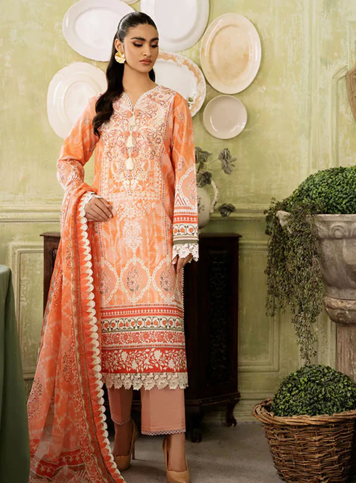 Flora By Roheenaz Embroidered Lawn 3 Piece Unstitched Suit RNZ24F RNP-07A CASCADE Flora By Roheenaz Embroidered Lawn 3 Piece Unstitched Suit RNZ24F RNP-07A CASCADE