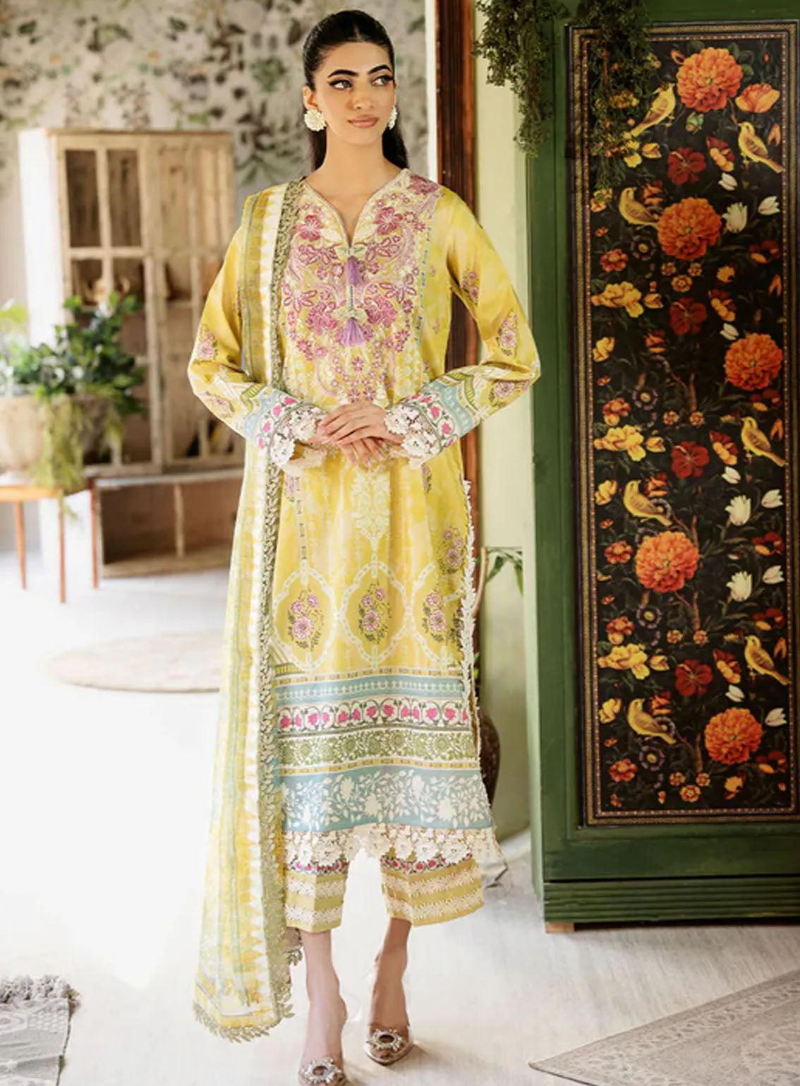 Flora By Roheenaz Embroidered Lawn 3 Piece Unstitched Suit RNZ24F RNP-07B MYSTIQUE Flora By Roheenaz Embroidered Lawn 3 Piece Unstitched Suit RNZ24F RNP-07B MYSTIQUE