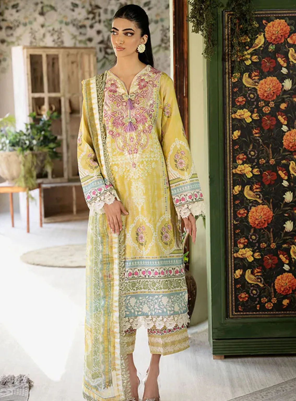 Flora By Roheenaz Embroidered Lawn 3 Piece Unstitched Suit RNZ24F RNP-07B MYSTIQUE Flora By Roheenaz Embroidered Lawn 3 Piece Unstitched Suit RNZ24F RNP-07B MYSTIQUE