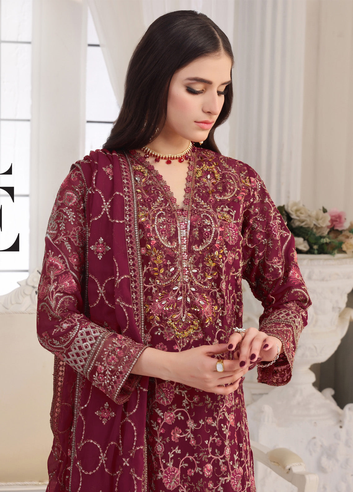 Floral By Soghat Creation Embroidered Chiffon 3 Piece Unstitched Suit SC25F LHC-03 Floral By Soghat Creation Embroidered Chiffon 3 Piece Unstitched Suit SC25F LHC-03
