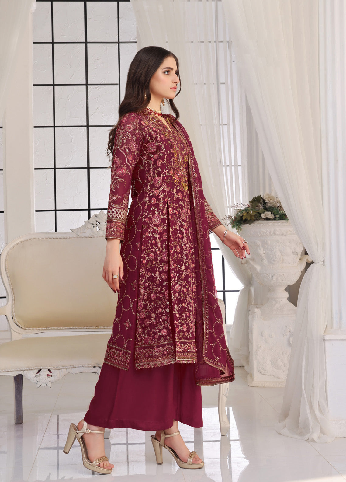Floral By Soghat Creation Embroidered Chiffon 3 Piece Unstitched Suit SC25F LHC-03 Floral By Soghat Creation Embroidered Chiffon 3 Piece Unstitched Suit SC25F LHC-03
