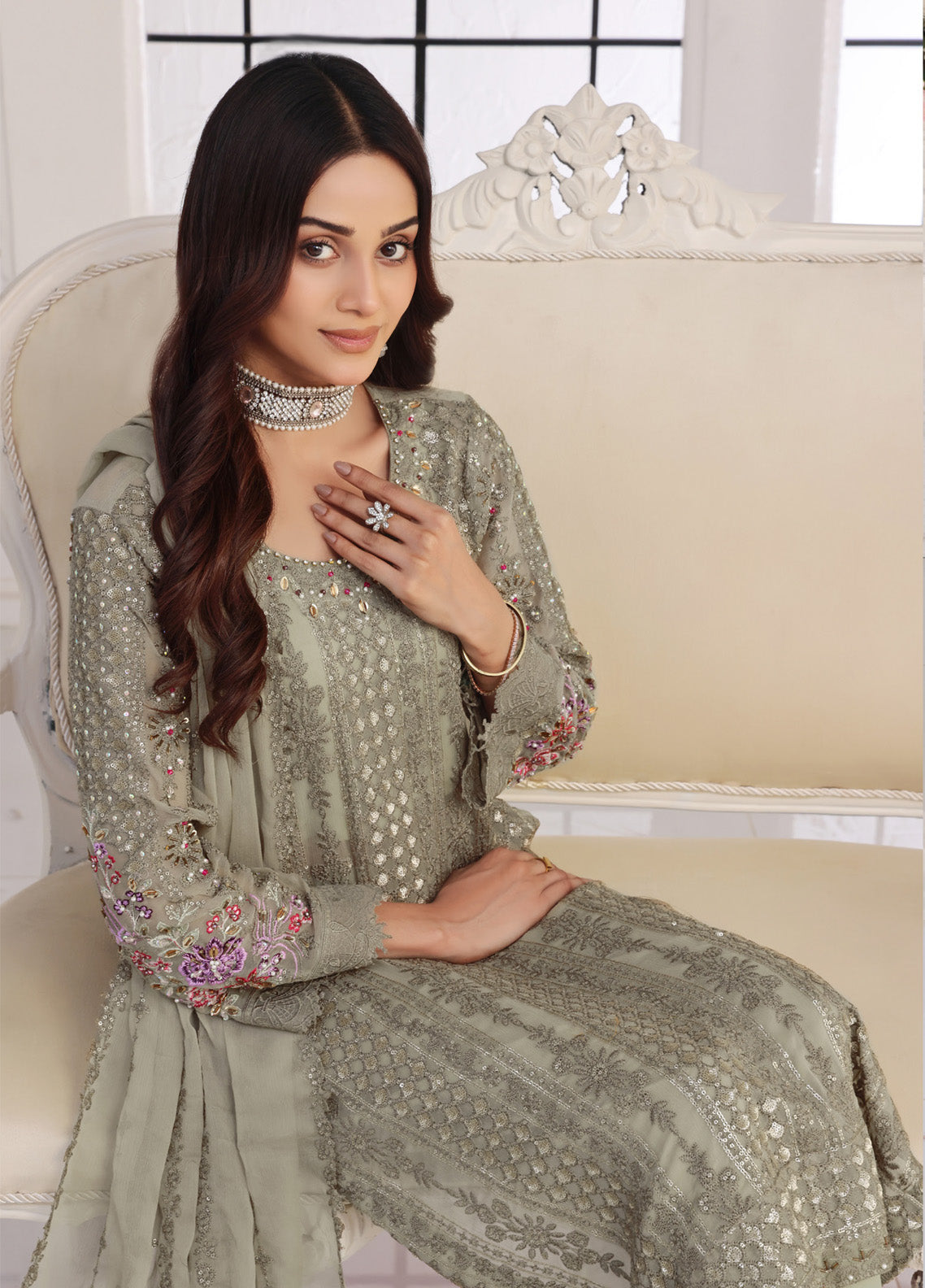 Floral By Soghat Creation Embroidered Chiffon 3 Piece Unstitched Suit SC25F LHC-04 Floral By Soghat Creation Embroidered Chiffon 3 Piece Unstitched Suit SC25F LHC-04