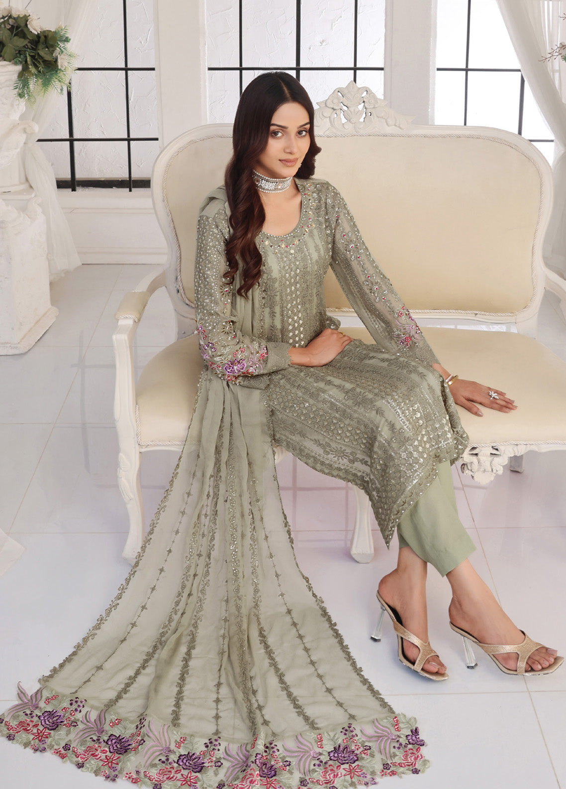 Floral By Soghat Creation Embroidered Chiffon 3 Piece Unstitched Suit SC25F LHC-04 Floral By Soghat Creation Embroidered Chiffon 3 Piece Unstitched Suit SC25F LHC-04