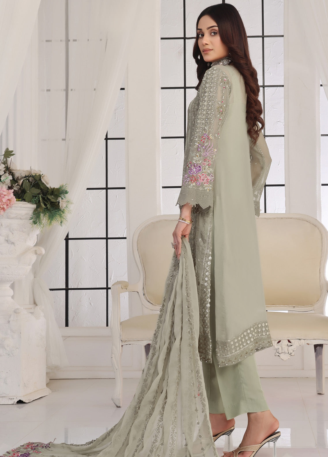Floral By Soghat Creation Embroidered Chiffon 3 Piece Unstitched Suit SC25F LHC-04 Floral By Soghat Creation Embroidered Chiffon 3 Piece Unstitched Suit SC25F LHC-04