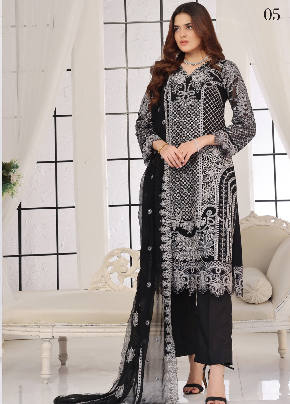 Floral By Soghat Creation Embroidered Chiffon 3 Piece Unstitched Suit SC25F LHC-05 Floral By Soghat Creation Embroidered Chiffon 3 Piece Unstitched Suit SC25F LHC-05