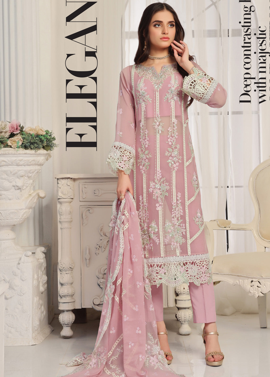 Floral By Soghat Creation Embroidered Chiffon 3 Piece Unstitched Suit SC25F LHC-06 Floral By Soghat Creation Embroidered Chiffon 3 Piece Unstitched Suit SC25F LHC-06