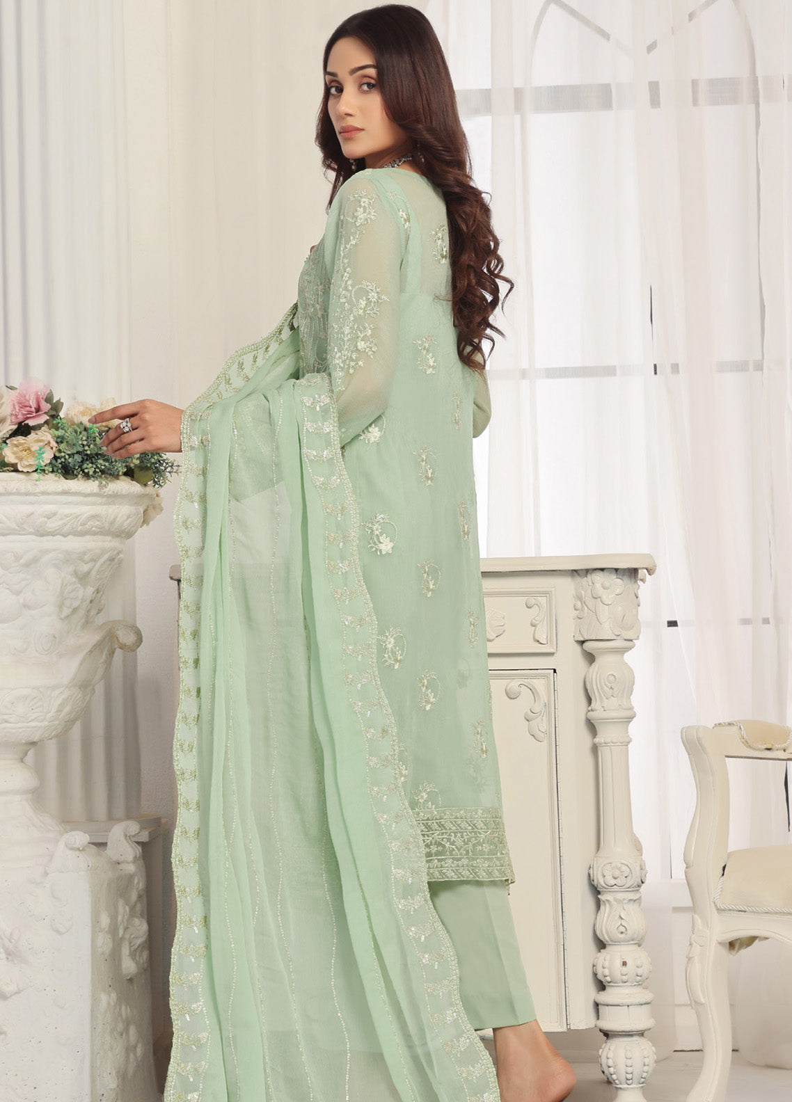 Floral By Soghat Creation Embroidered Chiffon 3 Piece Unstitched Suit SC25F LHC-08 Floral By Soghat Creation Embroidered Chiffon 3 Piece Unstitched Suit SC25F LHC-08