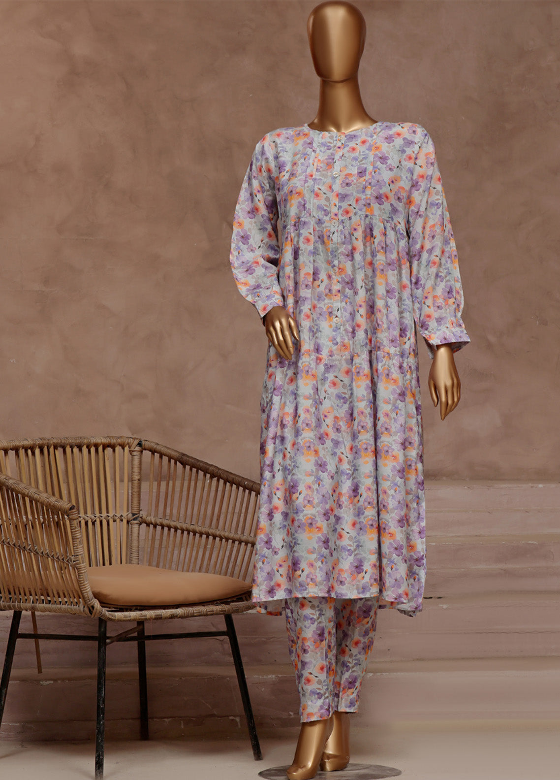 Florence By HZ Textile Printed Raw Silk 2 Piece Stitched Suit HZ24FPRSF PRF-102 LAVENDER Florence By HZ Textile Printed Raw Silk 2 Piece Stitched Suit HZ24FPRSF PRF-102 LAVENDER