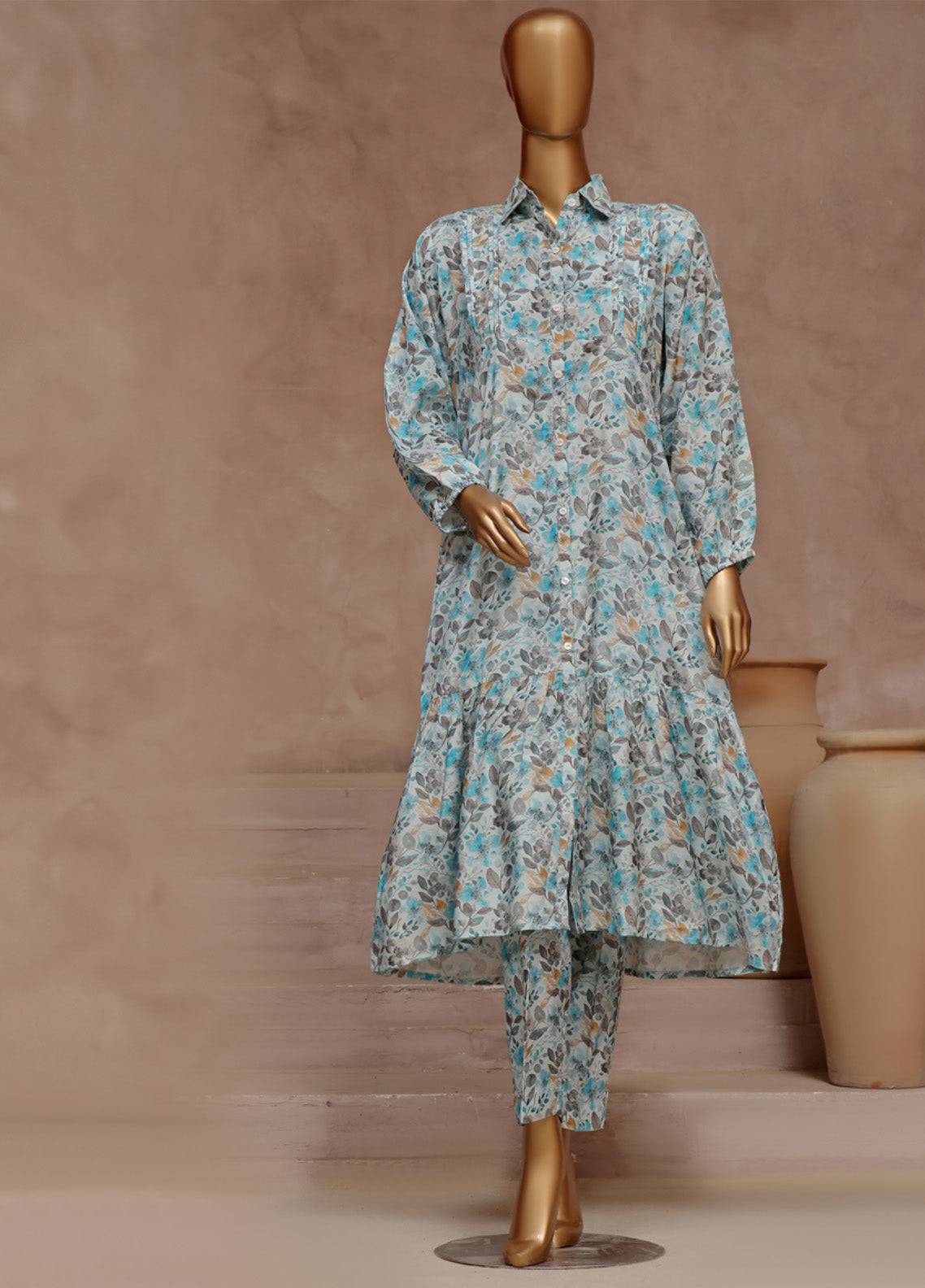 Florence By HZ Textile Printed Raw Silk 2 Piece Stitched Suit HZ24FPRSF PRF-105 ICE BERG Florence By HZ Textile Printed Raw Silk 2 Piece Stitched Suit HZ24FPRSF PRF-105 ICE BERG