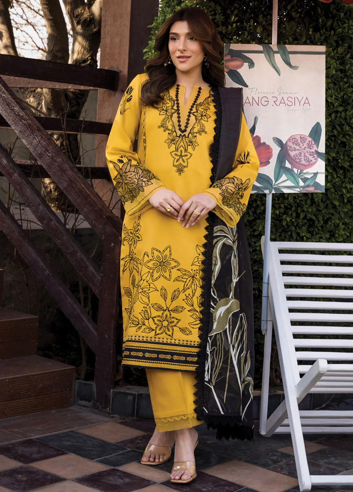 Florence By Rang Rasiya Embroidered Lawn 3 Piece Unstitched Suit RR25FS D-12 MIRHA Florence By Rang Rasiya Embroidered Lawn 3 Piece Unstitched Suit RR25FS D-12 MIRHA