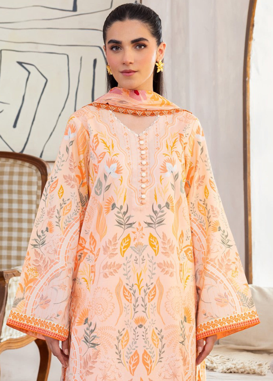 Florent Digital Printed Lawn 3 Piece Unstitched Suit FL25LP D-3A Florent Digital Printed Lawn 3 Piece Unstitched Suit FL25LP D-3A