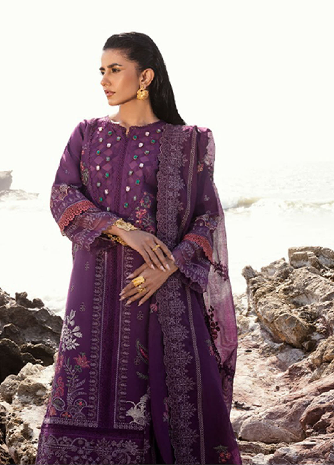 Florent Eid Edit Embroidered Lawn 3 Piece Unstitched Suit FL24EEL D-6B Florent Eid Edit Embroidered Lawn 3 Piece Unstitched Suit FL24EEL D-6B