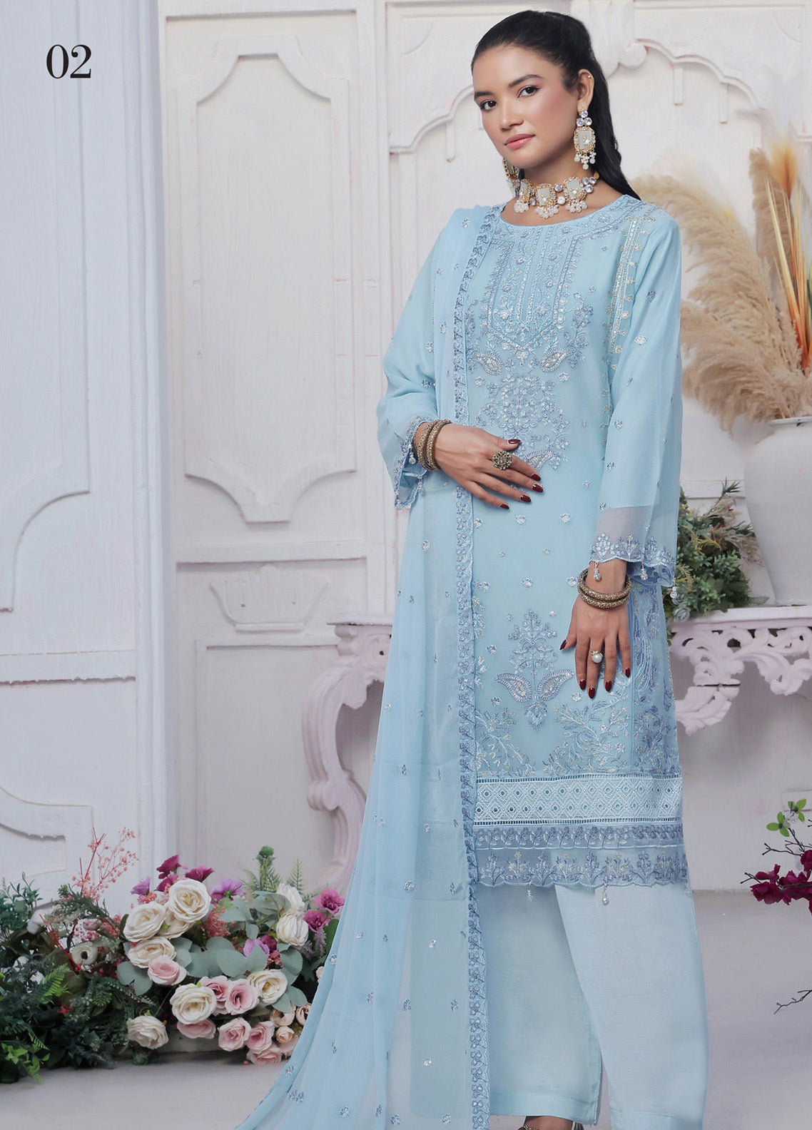 Florum By Soghat Creation Embroidered Chiffon 3 Piece Unstitched Suit SC25FLC D-02 Florum By Soghat Creation Embroidered Chiffon 3 Piece Unstitched Suit SC25FLC D-02