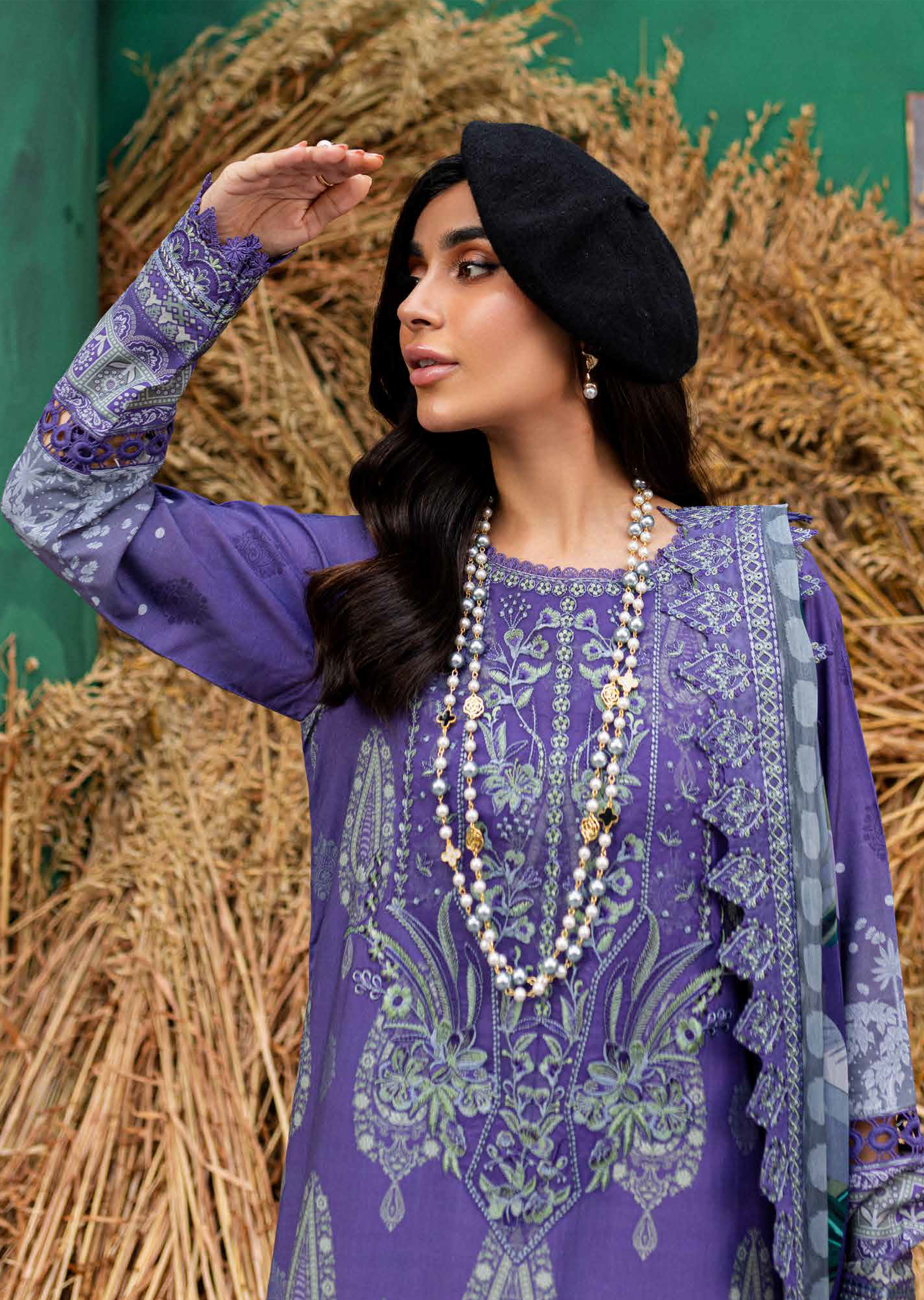 Gardenia By Nureh Embroidered Slub Linen 3 Piece Unstitched Suit NU24GL NSG-162 Gardenia By Nureh Embroidered Slub Linen 3 Piece Unstitched Suit NU24GL NSG-162