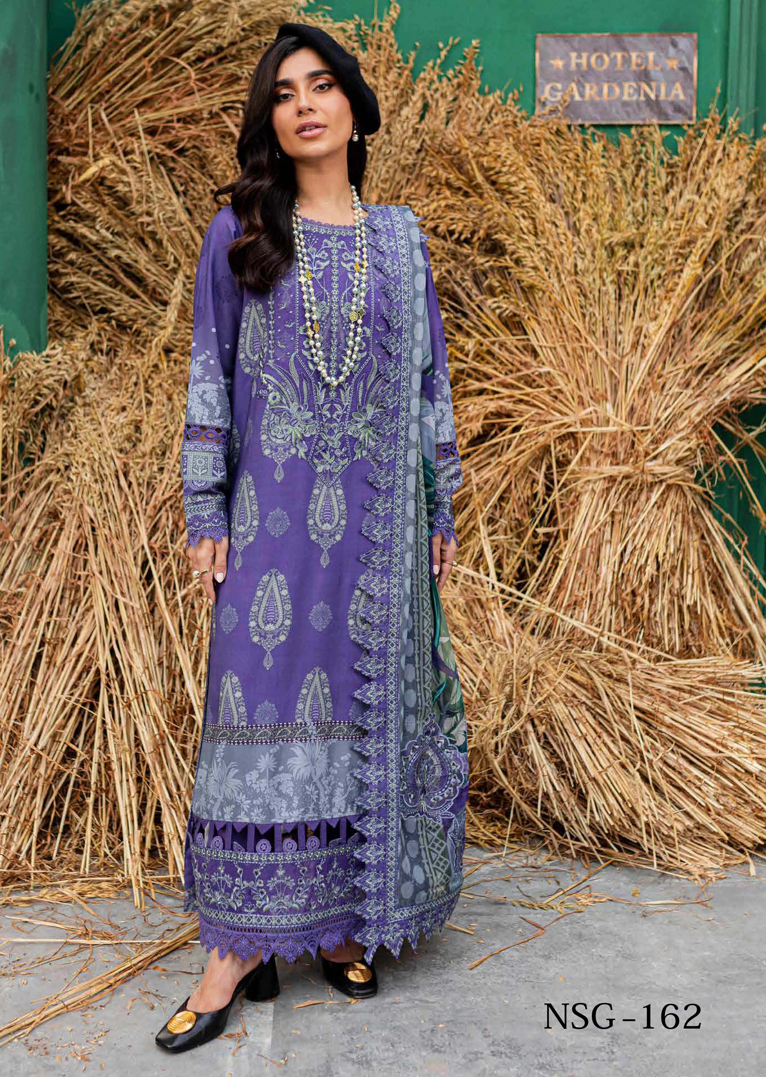 Gardenia By Nureh Embroidered Slub Linen 3 Piece Unstitched Suit NU24GL NSG-162 Gardenia By Nureh Embroidered Slub Linen 3 Piece Unstitched Suit NU24GL NSG-162