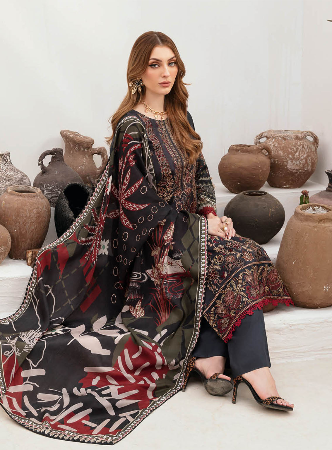 Ghazal By Ramsha Luxury Embroidered Lawn 3 Piece Unstitched Suit RM24LEL G-201 Ghazal By Ramsha Luxury Embroidered Lawn 3 Piece Unstitched Suit RM24LEL G-201