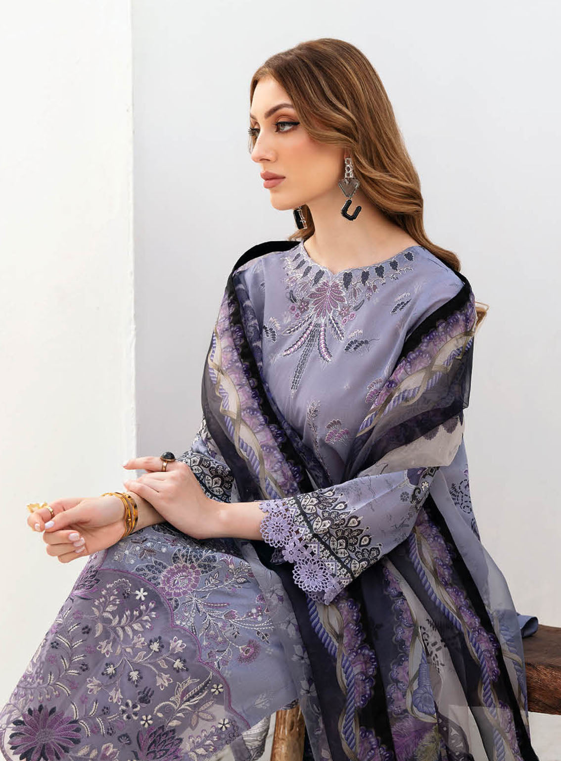 Ghazal By Ramsha Luxury Embroidered Lawn 3 Piece Unstitched Suit RM24LEL G-202 Ghazal By Ramsha Luxury Embroidered Lawn 3 Piece Unstitched Suit RM24LEL G-202