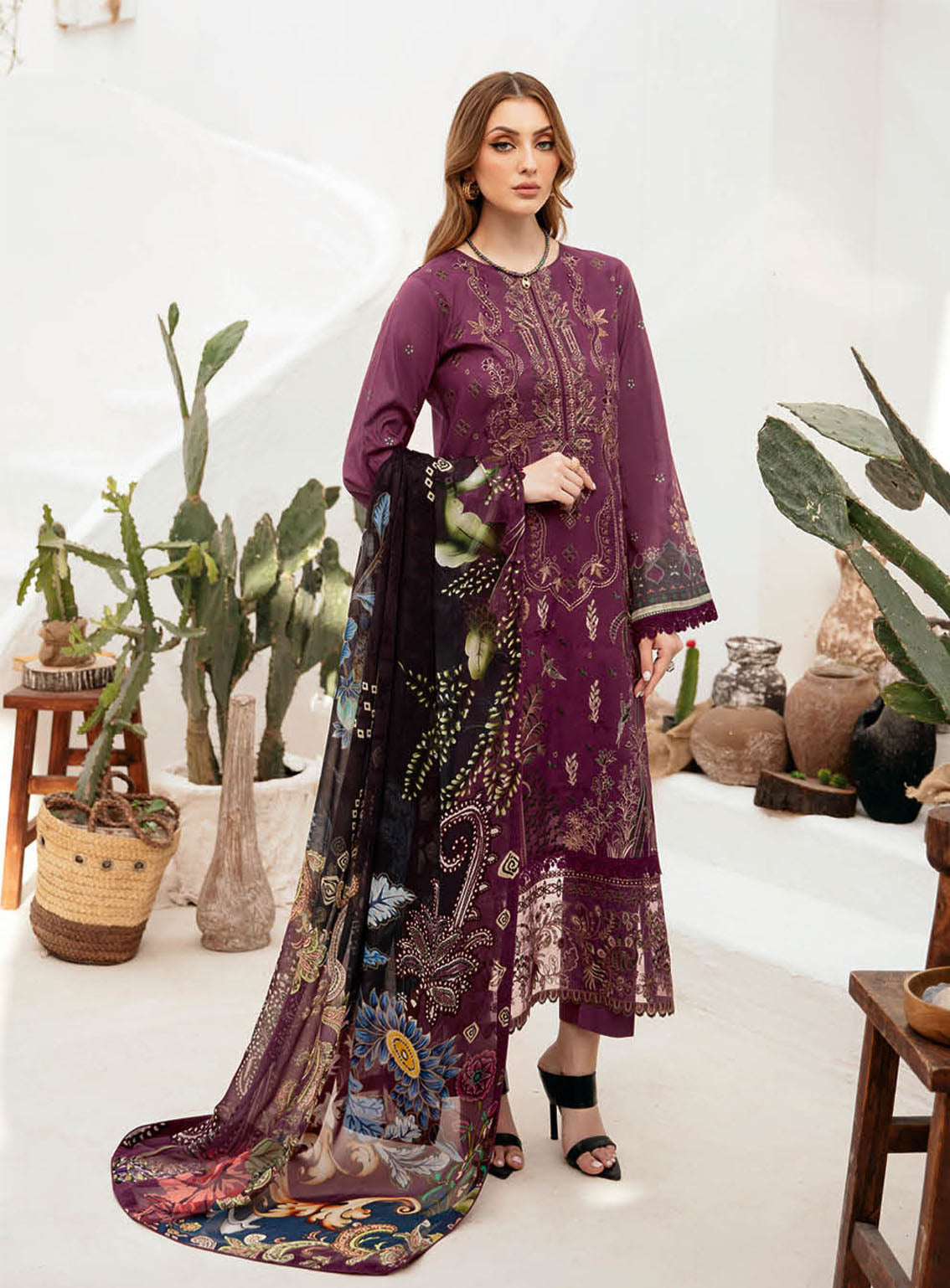 Ghazal By Ramsha Luxury Embroidered Lawn 3 Piece Unstitched Suit RM24LEL G-205 Ghazal By Ramsha Luxury Embroidered Lawn 3 Piece Unstitched Suit RM24LEL G-205