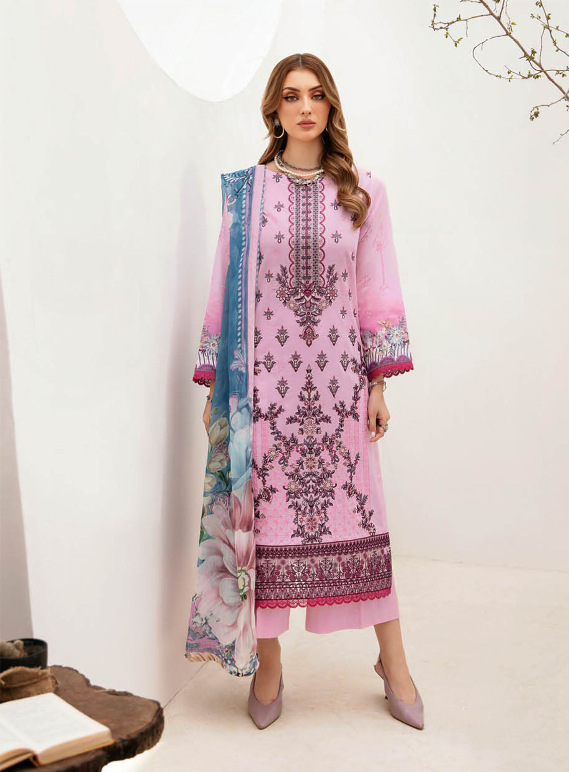 Ghazal By Ramsha Luxury Embroidered Lawn 3 Piece Unstitched Suit RM24LEL G-212 Ghazal By Ramsha Luxury Embroidered Lawn 3 Piece Unstitched Suit RM24LEL G-212