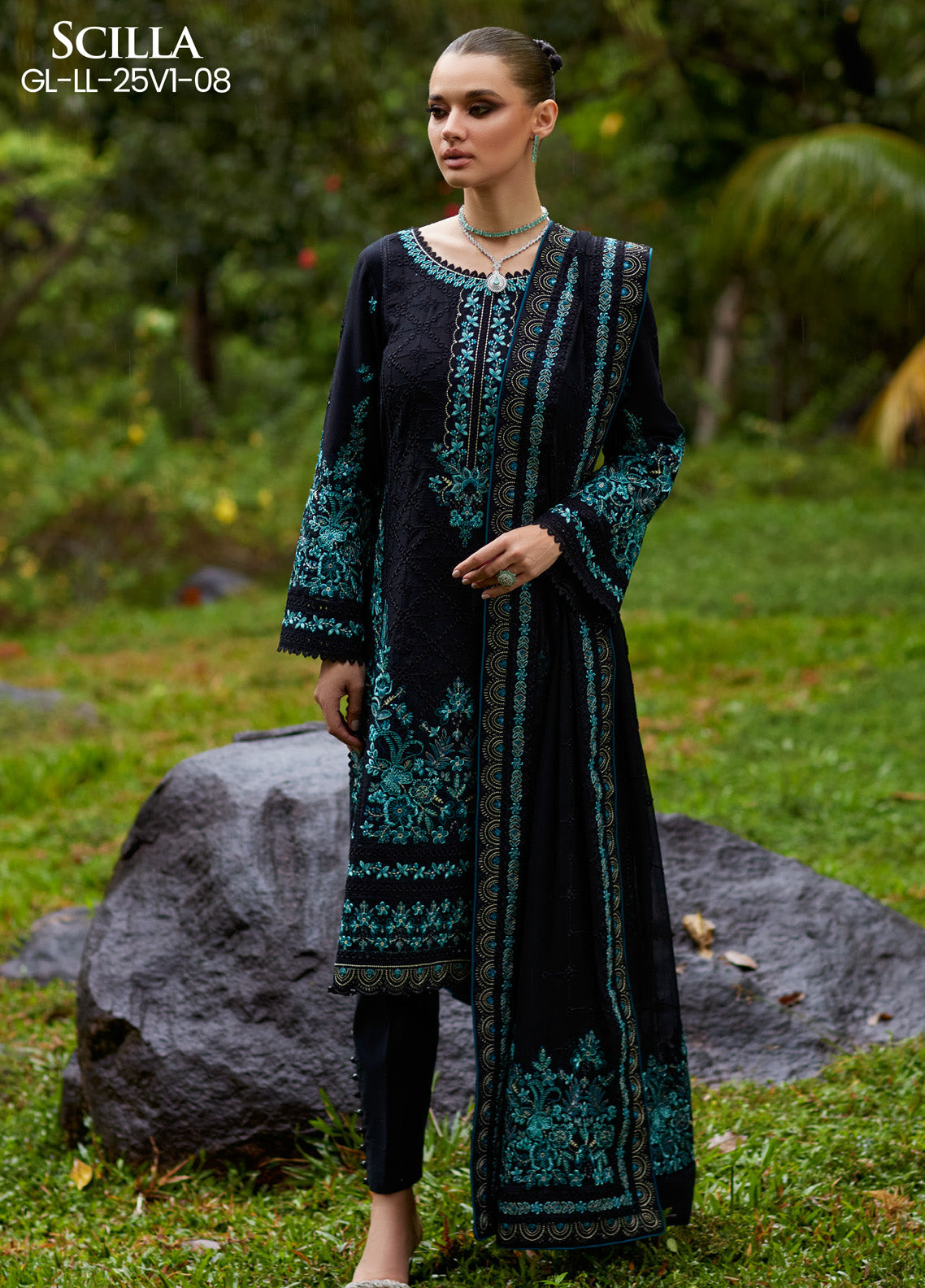 Gulaal Embroidered Lawn 3 Piece Unstitched Suit GL25LL D-08 SCILLA Gulaal Embroidered Lawn 3 Piece Unstitched Suit GL25LL D-08 SCILLA