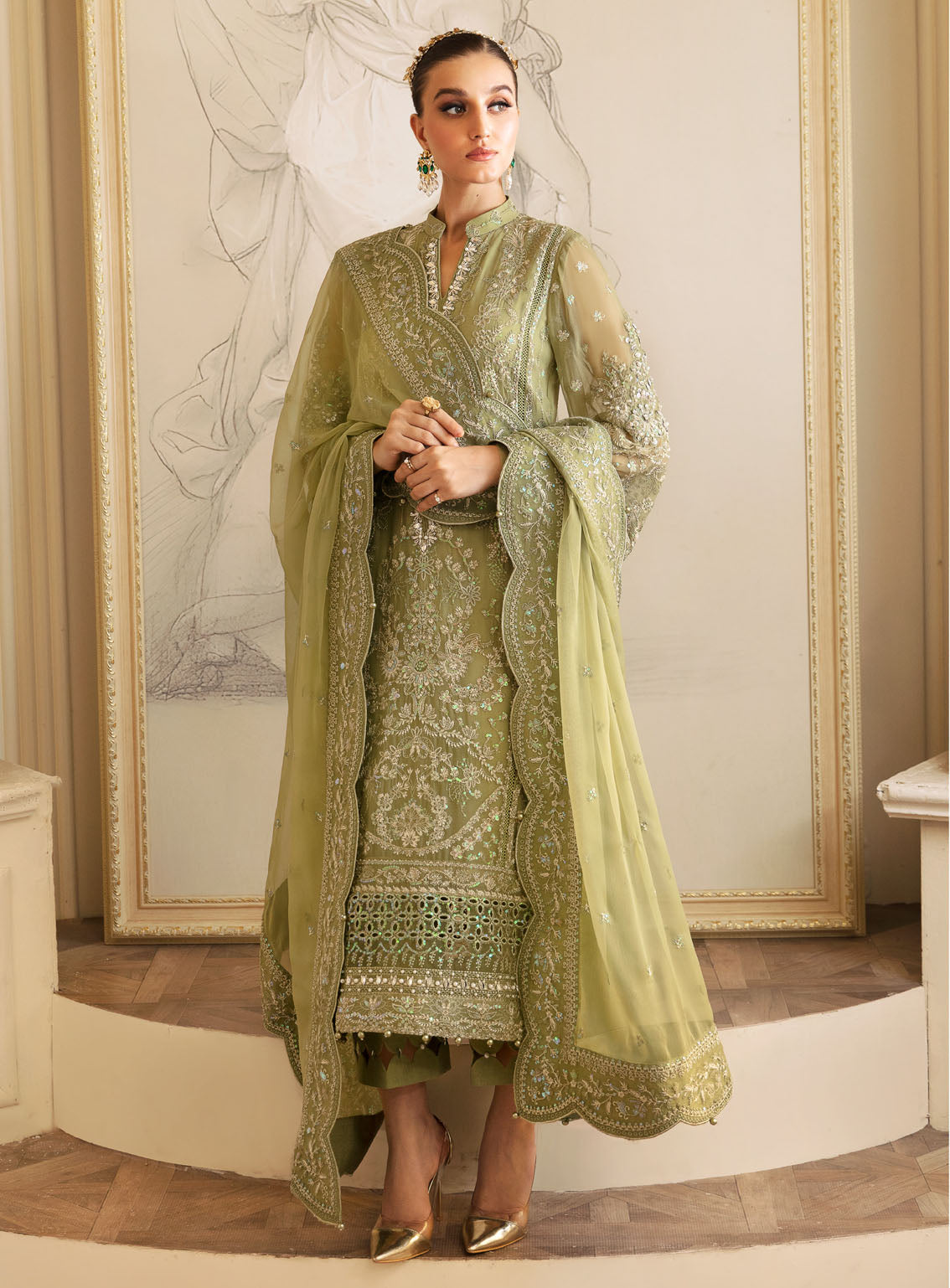 Gulaal Luxury Embroidered Chiffon 4 Piece Unstitched Suit GL24EC GL-EC-24V2-05 ALMENDRA Gulaal Luxury Embroidered Chiffon 4 Piece Unstitched Suit GL24EC GL-EC-24V2-05 ALMENDRA