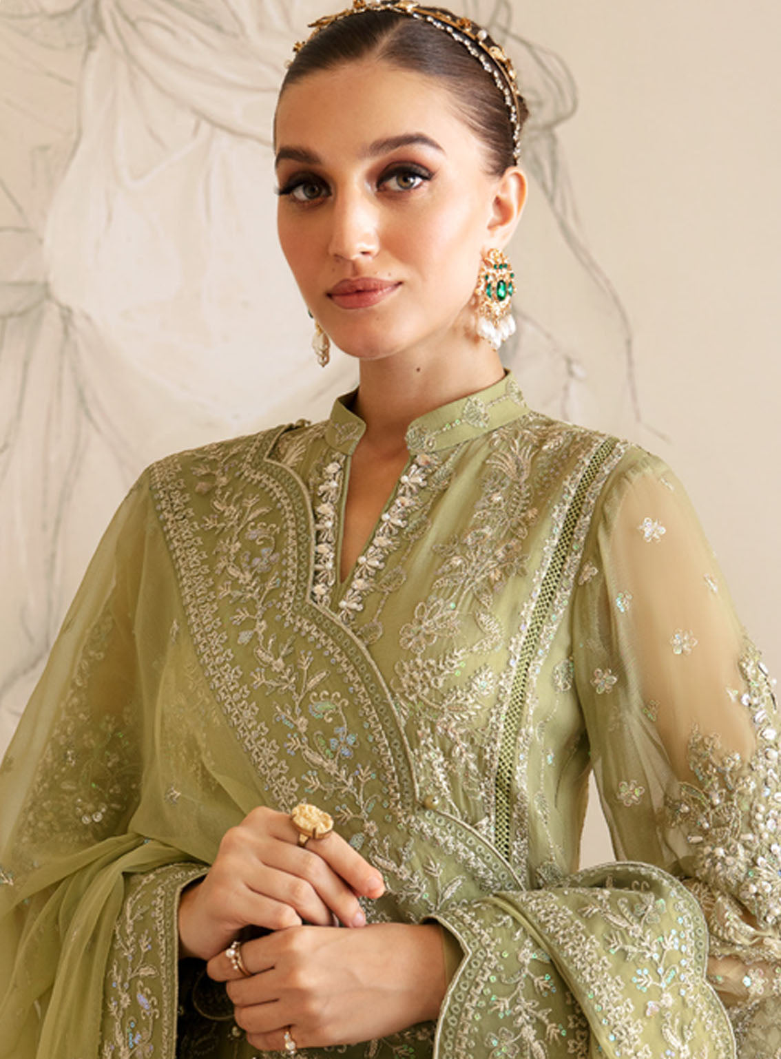 Gulaal Luxury Embroidered Chiffon 4 Piece Unstitched Suit GL24EC GL-EC-24V2-05 ALMENDRA Gulaal Luxury Embroidered Chiffon 4 Piece Unstitched Suit GL24EC GL-EC-24V2-05 ALMENDRA
