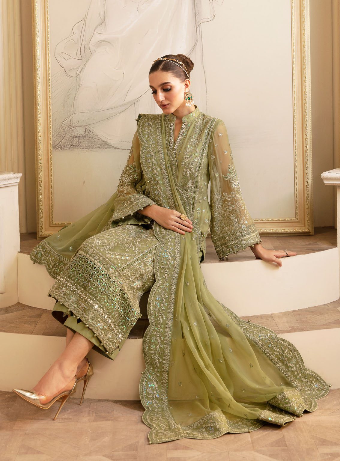 Gulaal Luxury Embroidered Chiffon 4 Piece Unstitched Suit GL24EC GL-EC-24V2-05 ALMENDRA Gulaal Luxury Embroidered Chiffon 4 Piece Unstitched Suit GL24EC GL-EC-24V2-05 ALMENDRA
