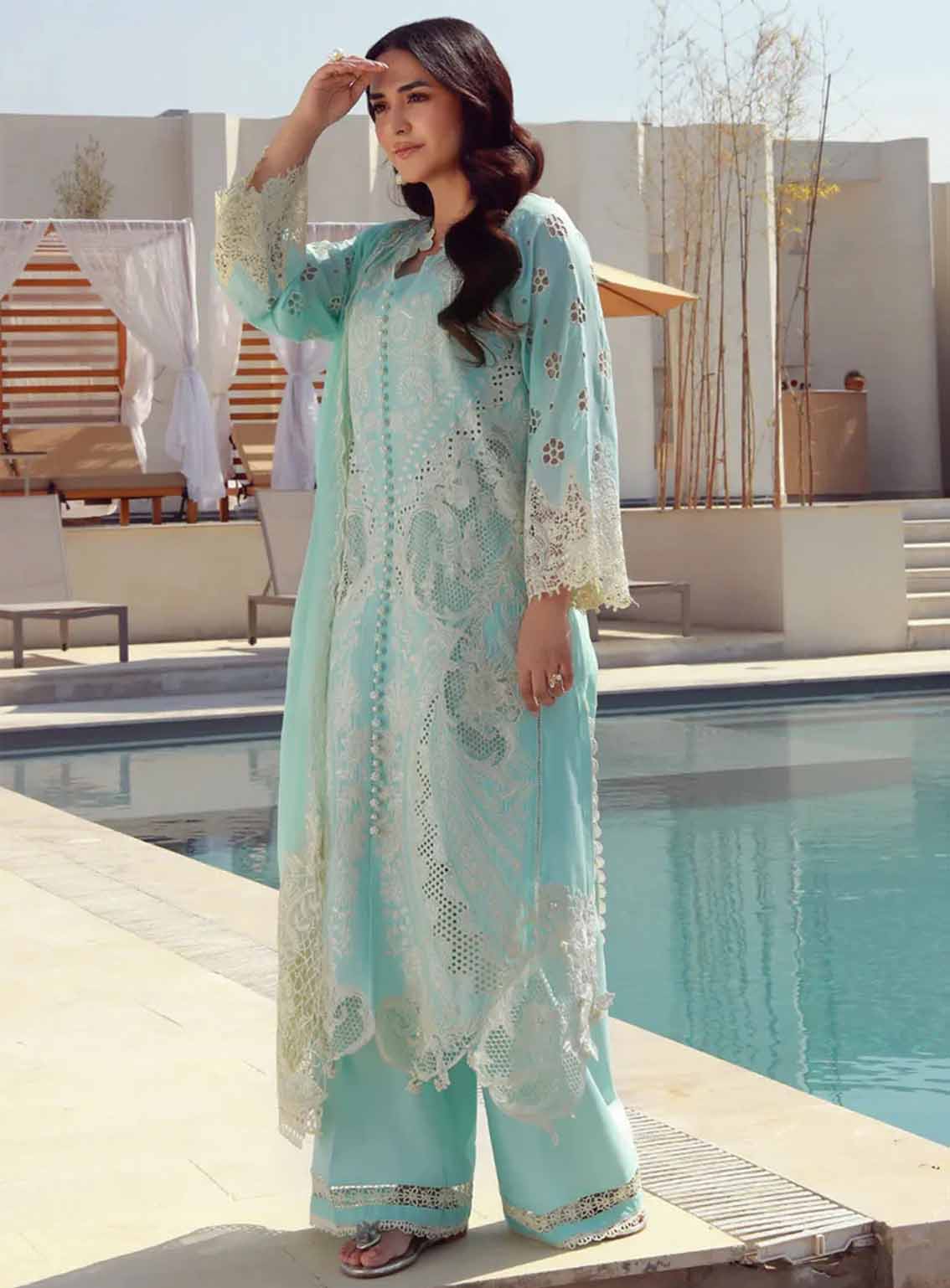 Gulmina Embroidered Lawn 3 Piece Unstitched Suit GM25US D-AZURE Gulmina Embroidered Lawn 3 Piece Unstitched Suit GM25US D-AZURE
