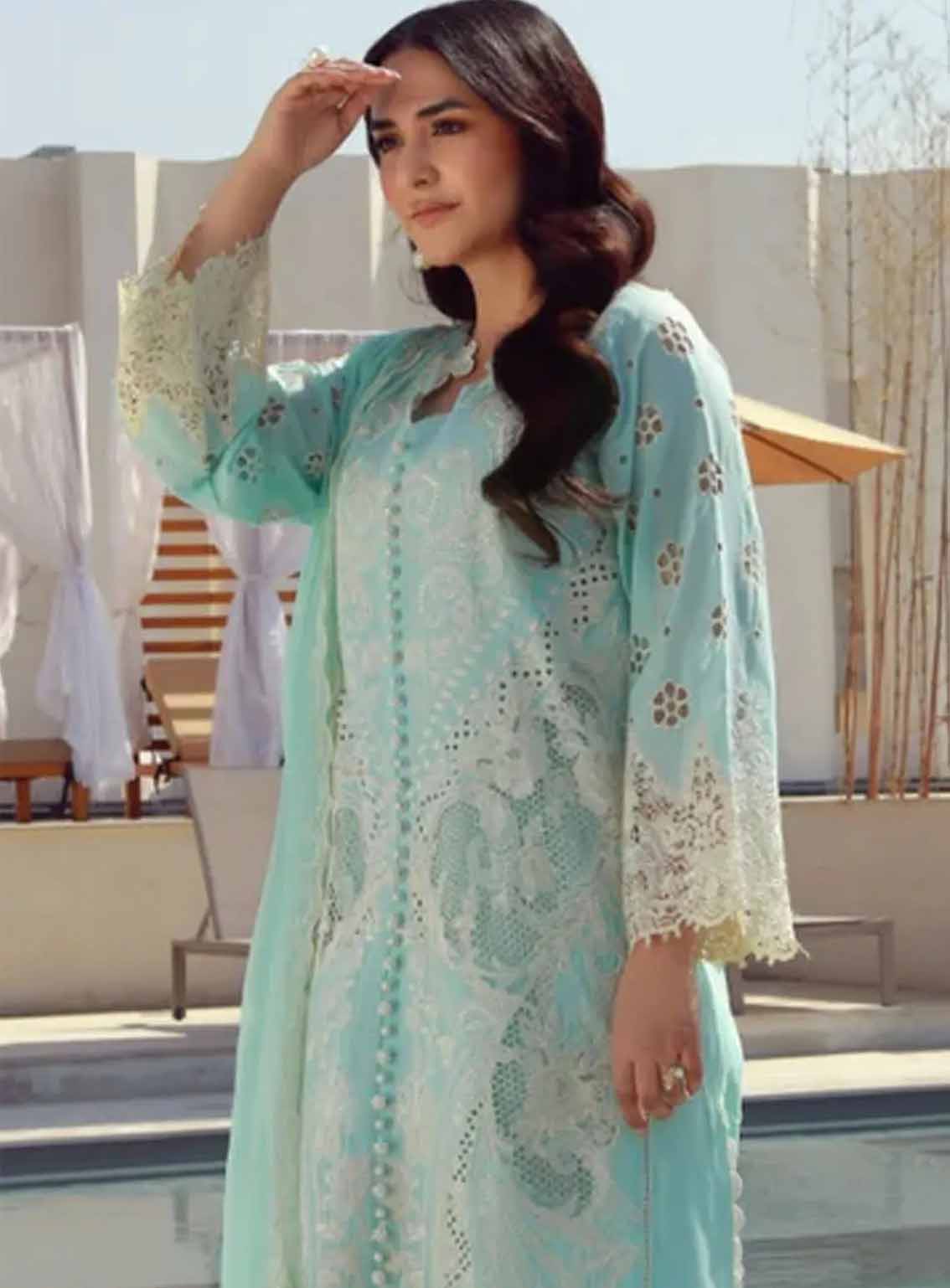 Gulmina Embroidered Lawn 3 Piece Unstitched Suit GM25US D-AZURE Gulmina Embroidered Lawn 3 Piece Unstitched Suit GM25US D-AZURE