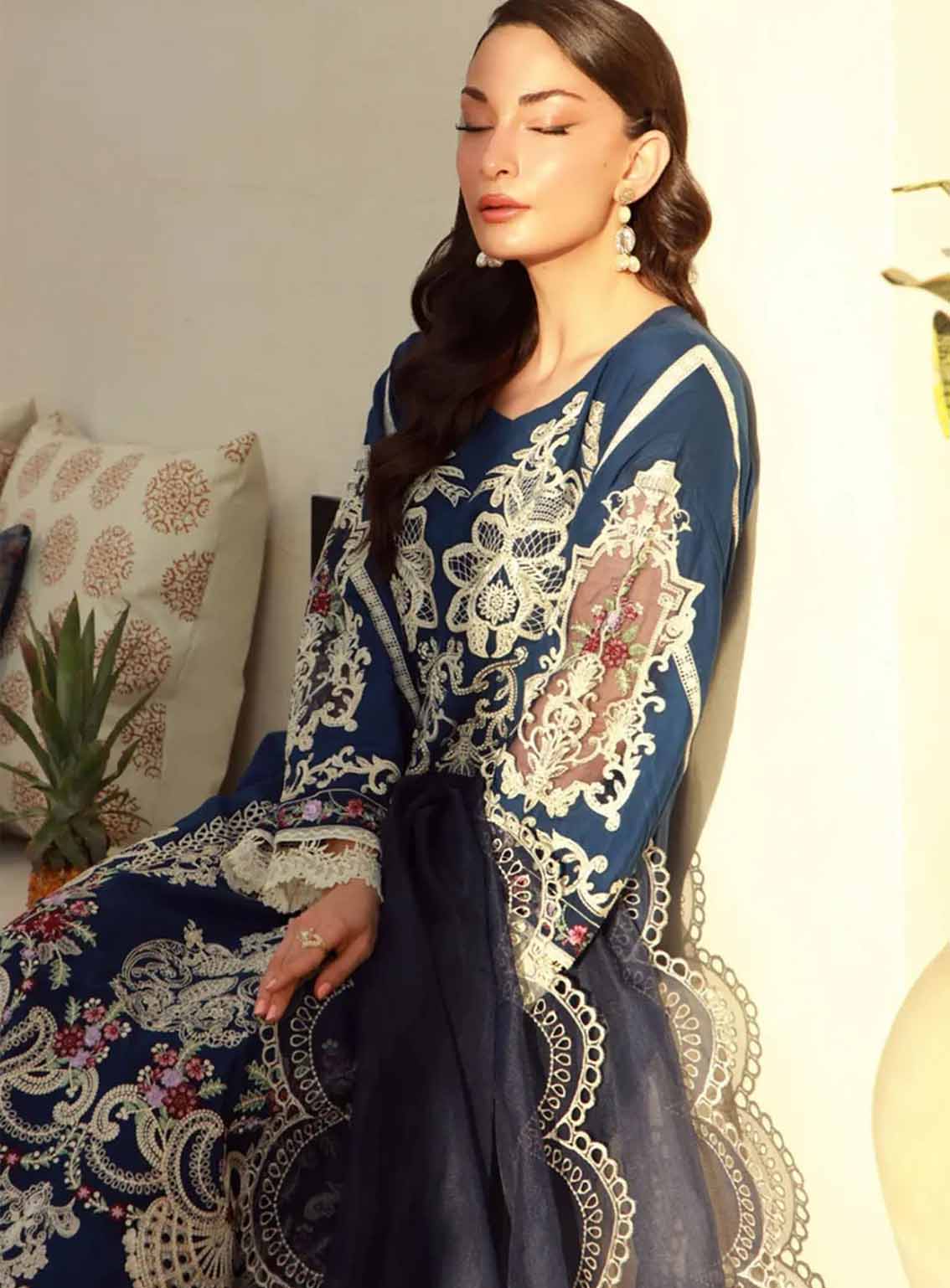 Gulmina Embroidered Lawn 3 Piece Unstitched Suit GM25US D-BLUE ORCHID Gulmina Embroidered Lawn 3 Piece Unstitched Suit GM25US D-BLUE ORCHID