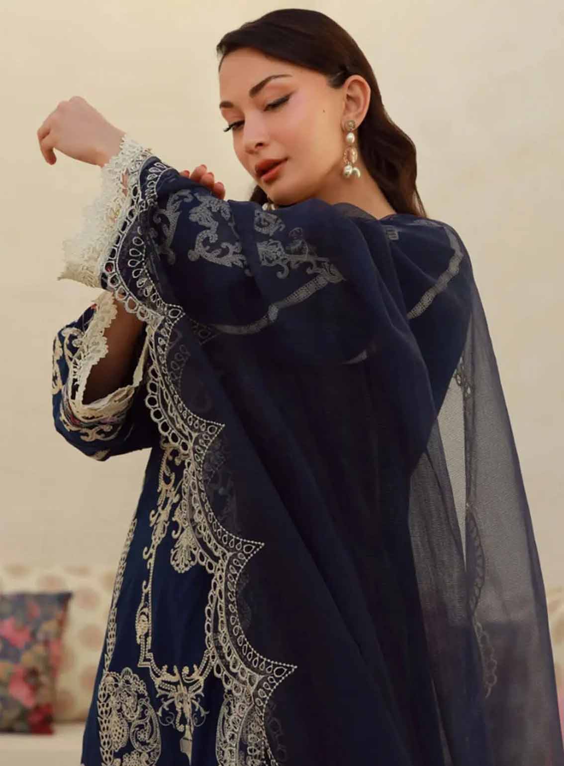 Gulmina Embroidered Lawn 3 Piece Unstitched Suit GM25US D-BLUE ORCHID Gulmina Embroidered Lawn 3 Piece Unstitched Suit GM25US D-BLUE ORCHID