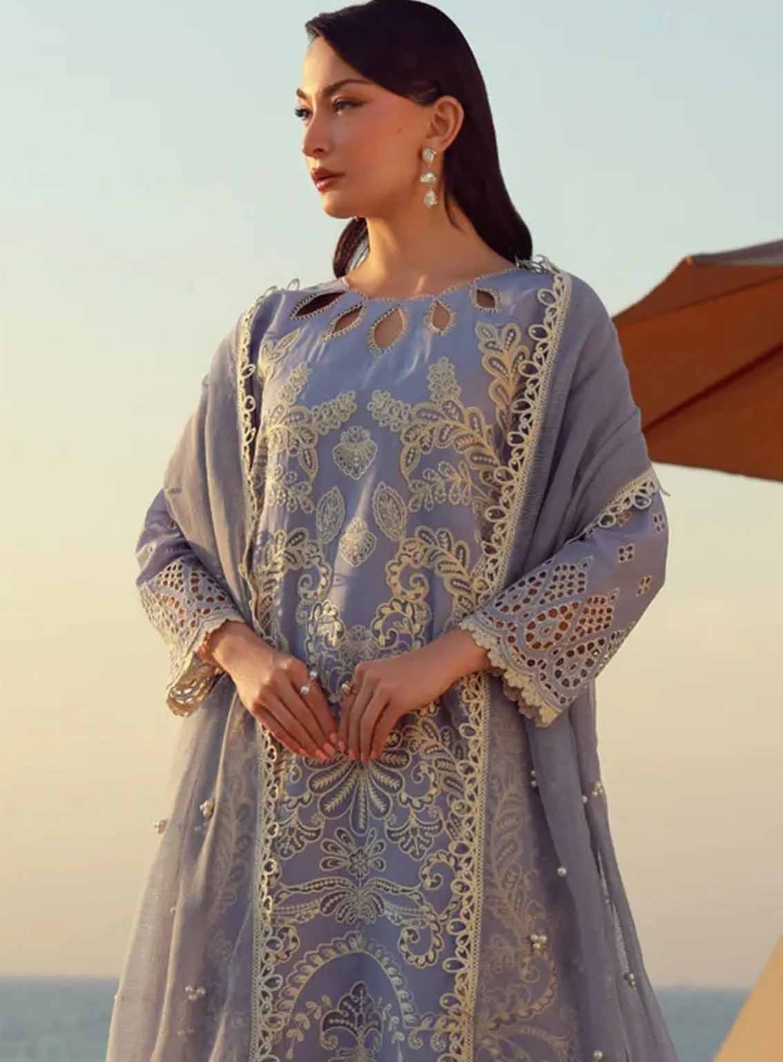 Gulmina Embroidered Lawn 3 Piece Unstitched Suit GM25US D-PERIWINKLE Gulmina Embroidered Lawn 3 Piece Unstitched Suit GM25US D-PERIWINKLE