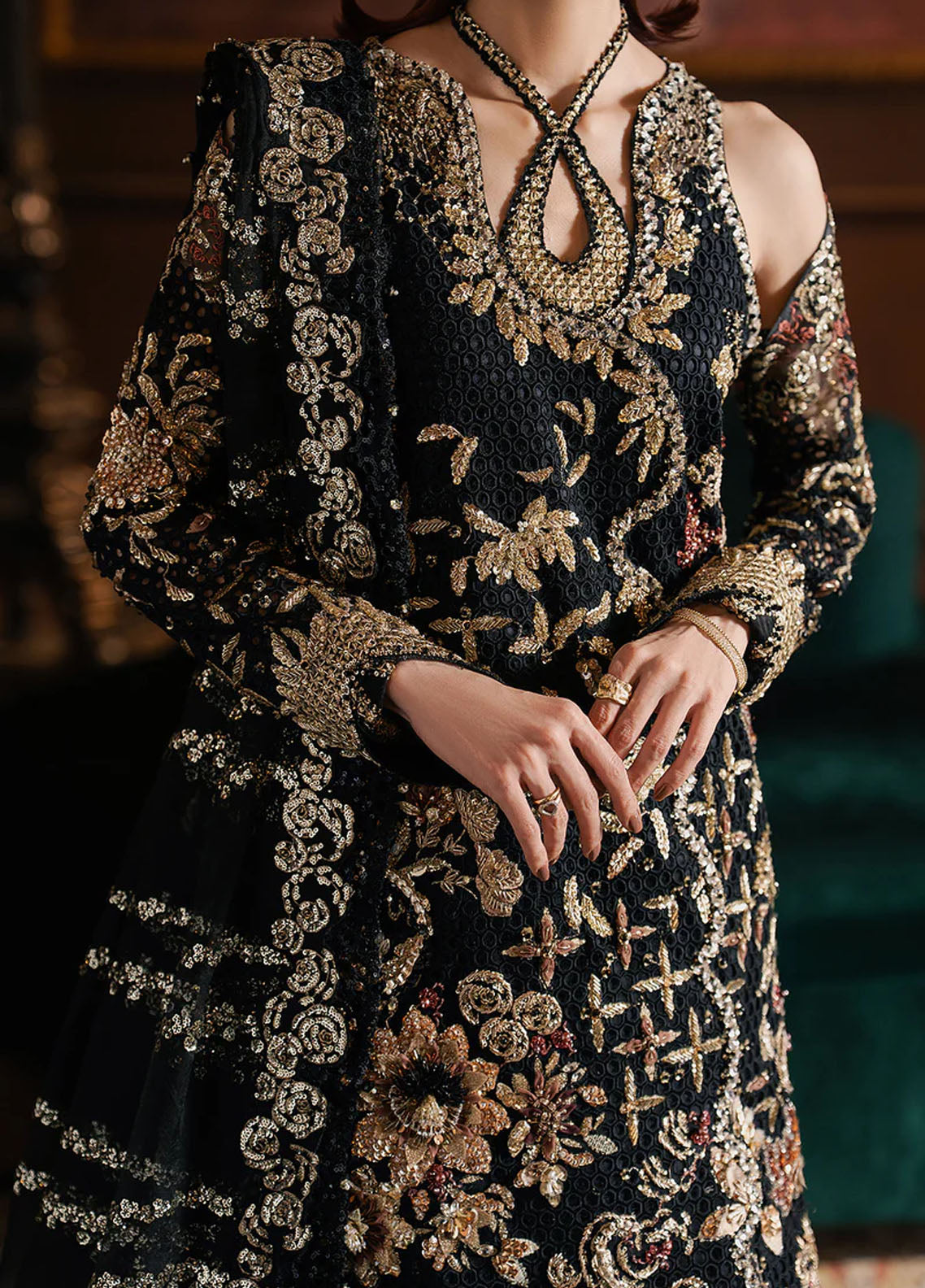 Hayat By Afrozeh Wedding Formals Embroidered Raw Silk 3 Piece Unstitched Suit AF25HWF D-07 SARAVE Hayat By Afrozeh Wedding Formals Embroidered Raw Silk 3 Piece Unstitched Suit AF25HWF D-07 SARAVE
