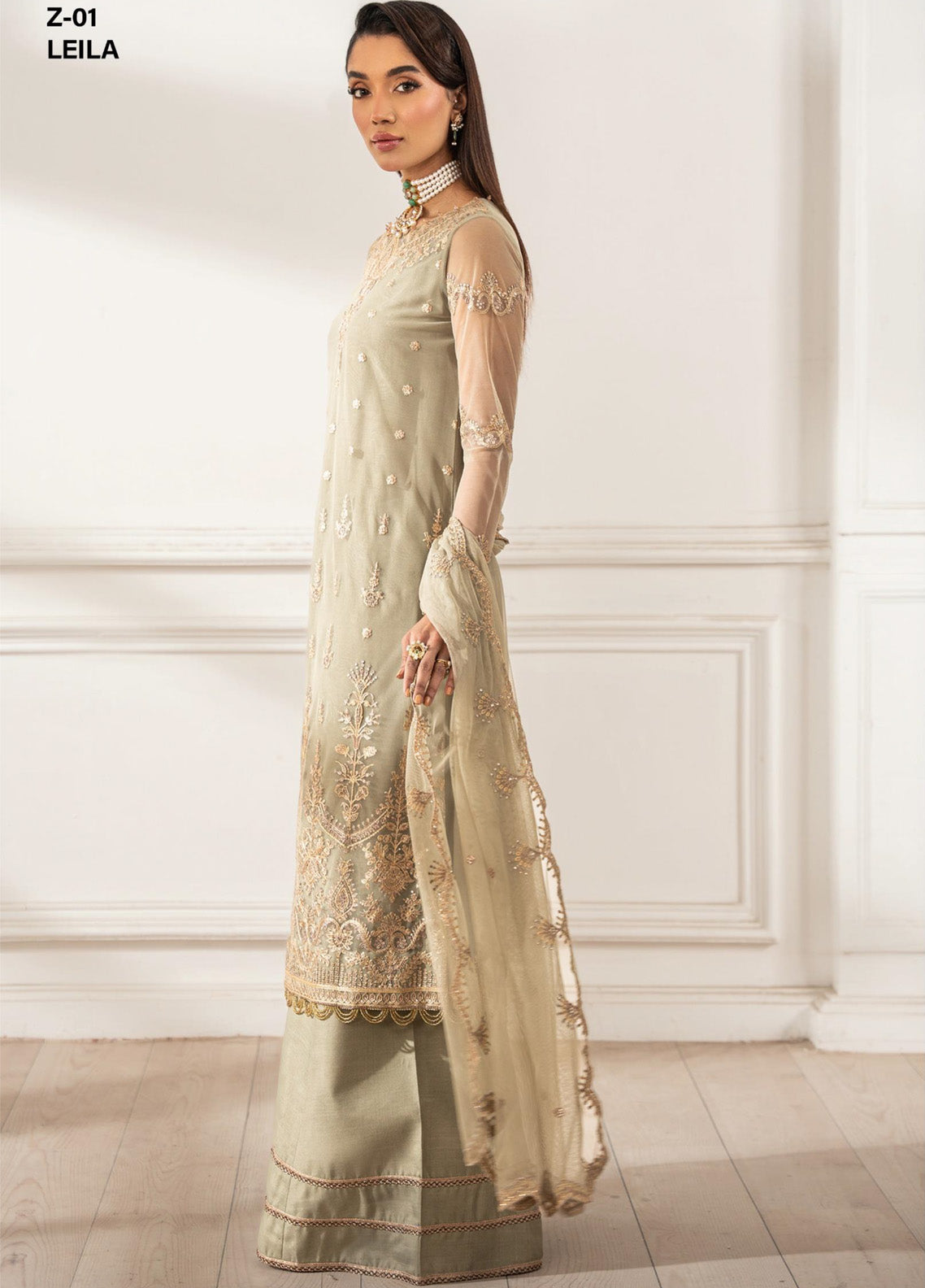 Heer By Zarif Embroidered Net 3 Piece Unstitched Suit ZF25HF Z-01 LEILA Heer By Zarif Embroidered Net 3 Piece Unstitched Suit ZF25HF Z-01 LEILA