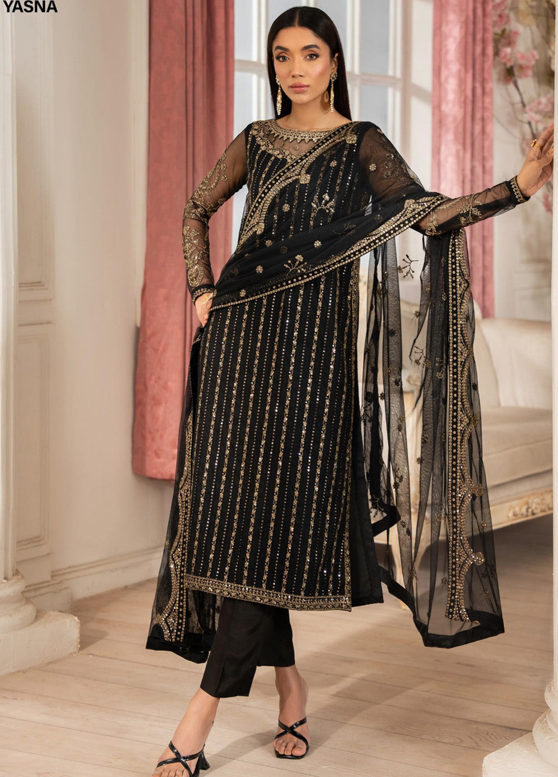 Heer By Zarif Embroidered Net 3 Piece Unstitched Suit ZF25HF Z-02 YASNA Heer By Zarif Embroidered Net 3 Piece Unstitched Suit ZF25HF Z-02 YASNA