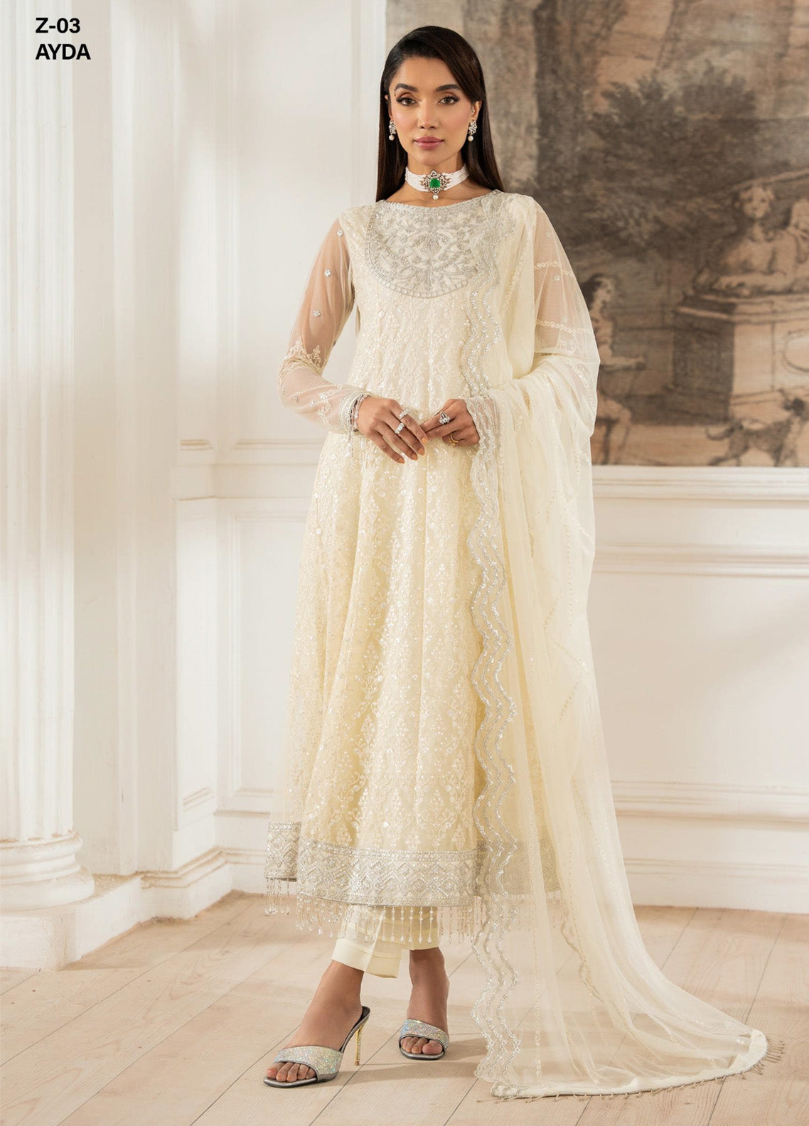 Heer By Zarif Embroidered Net 3 Piece Unstitched Suit ZF25HF Z-03 AYDA Heer By Zarif Embroidered Net 3 Piece Unstitched Suit ZF25HF Z-03 AYDA