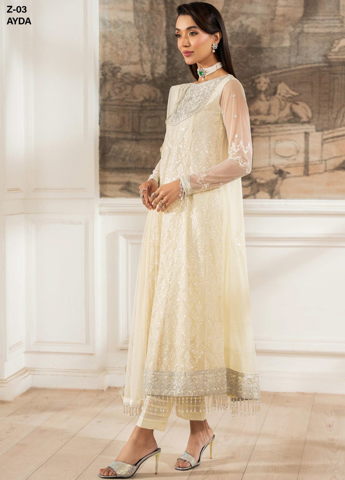 Heer By Zarif Embroidered Net 3 Piece Unstitched Suit ZF25HF Z-03 AYDA Heer By Zarif Embroidered Net 3 Piece Unstitched Suit ZF25HF Z-03 AYDA