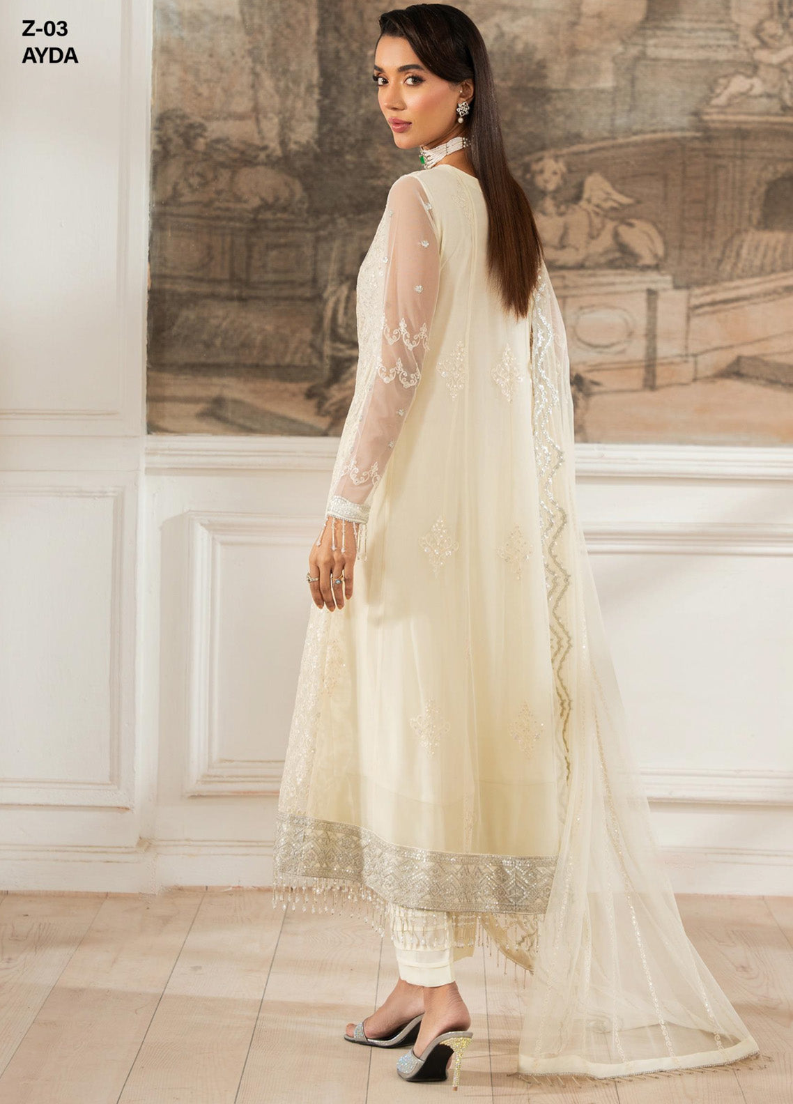 Heer By Zarif Embroidered Net 3 Piece Unstitched Suit ZF25HF Z-03 AYDA Heer By Zarif Embroidered Net 3 Piece Unstitched Suit ZF25HF Z-03 AYDA