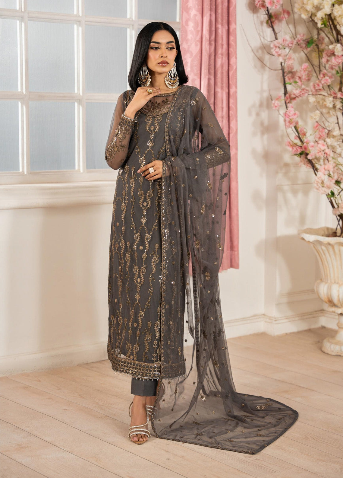 Heer By Zarif Embroidered Net 3 Piece Unstitched Suit ZF25HF Z-04 SORAYA Heer By Zarif Embroidered Net 3 Piece Unstitched Suit ZF25HF Z-04 SORAYA