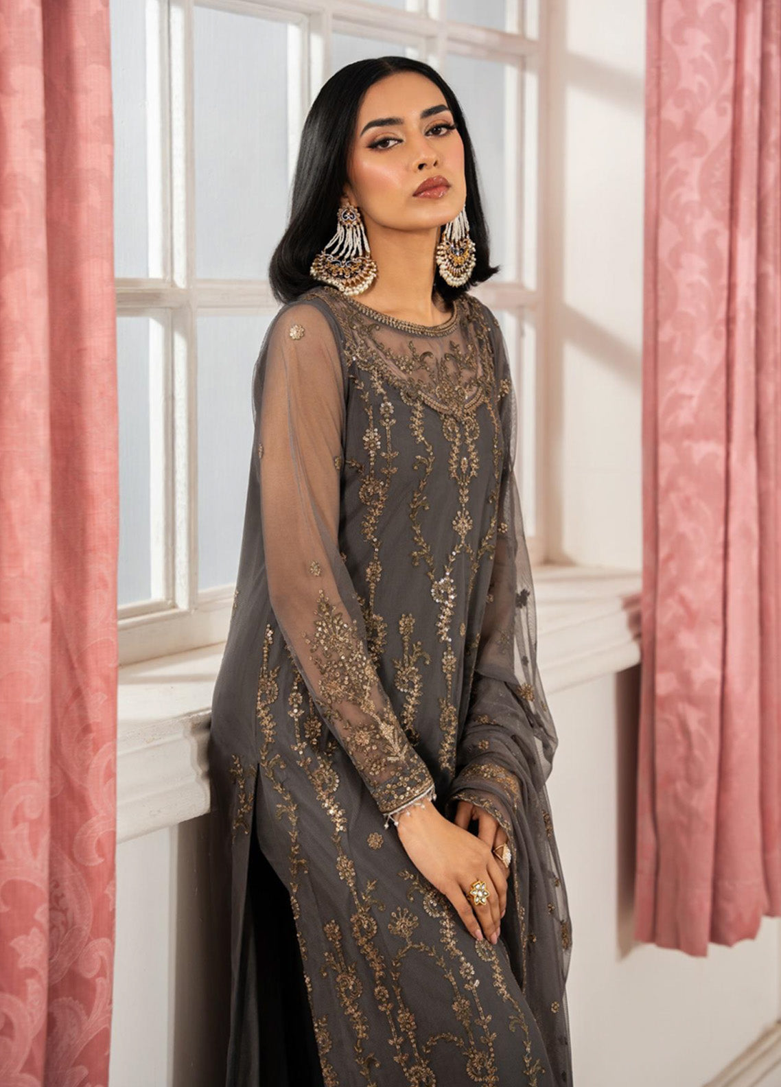 Heer By Zarif Embroidered Net 3 Piece Unstitched Suit ZF25HF Z-04 SORAYA Heer By Zarif Embroidered Net 3 Piece Unstitched Suit ZF25HF Z-04 SORAYA