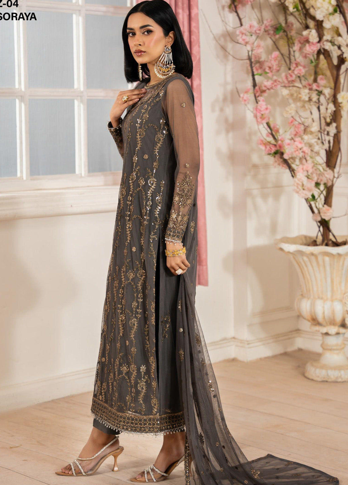 Heer By Zarif Embroidered Net 3 Piece Unstitched Suit ZF25HF Z-04 SORAYA Heer By Zarif Embroidered Net 3 Piece Unstitched Suit ZF25HF Z-04 SORAYA